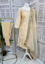 Indira light gold raw silk pajami suit with sleeves (sizes 10-20)