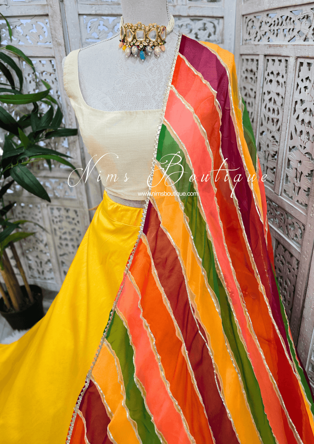 Nims Boutique Multicolour Stripe Georgette Dupatta/Chunni 8