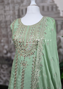 Mint Zari Work sharara suit (Size 16-18)