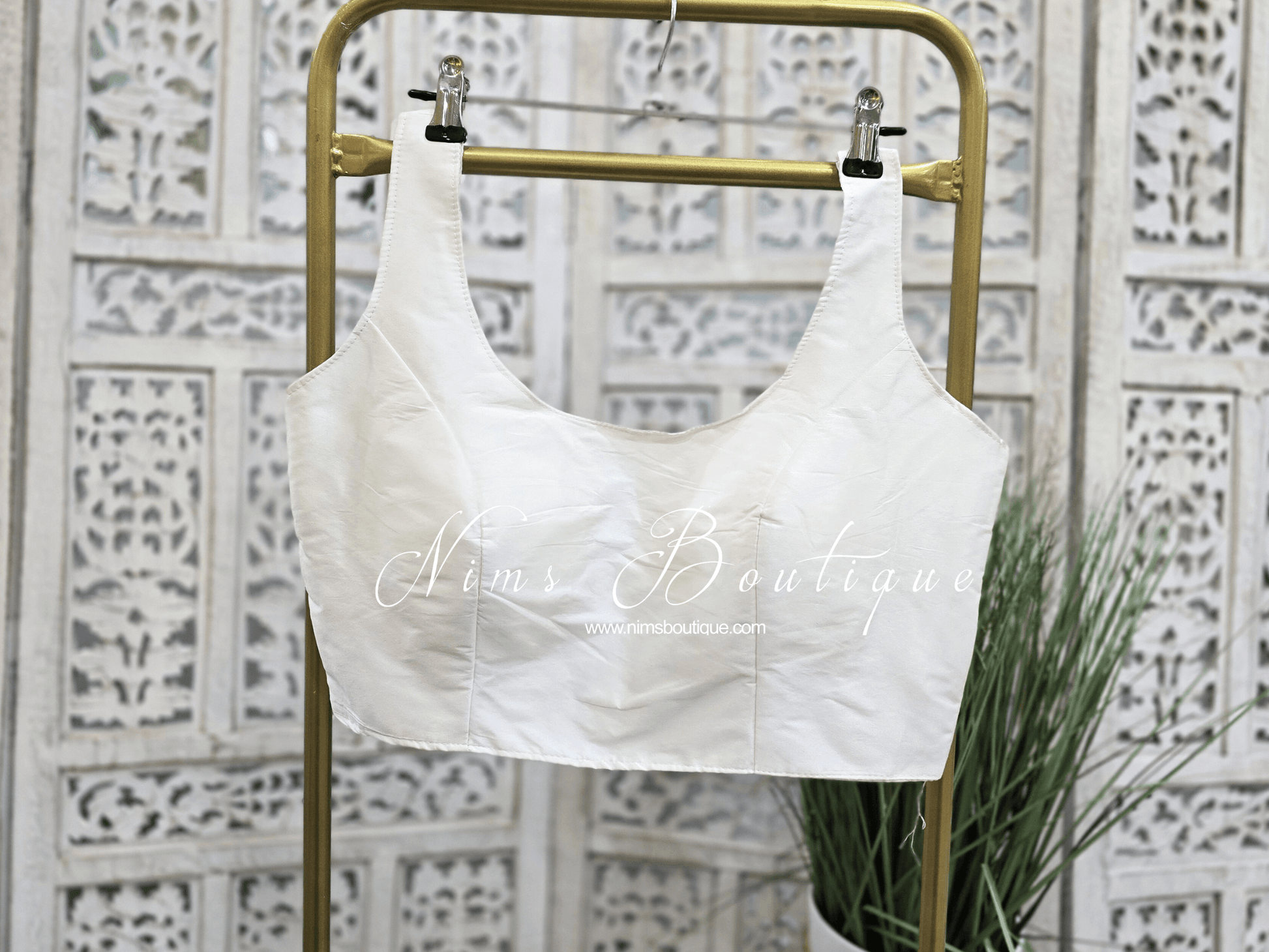 Nims Boutique The NB White Taffeta Silk Blouse 10-14