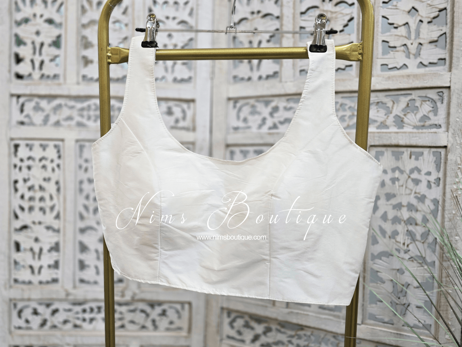 Nims Boutique The NB White Taffeta Silk Blouse 10-14