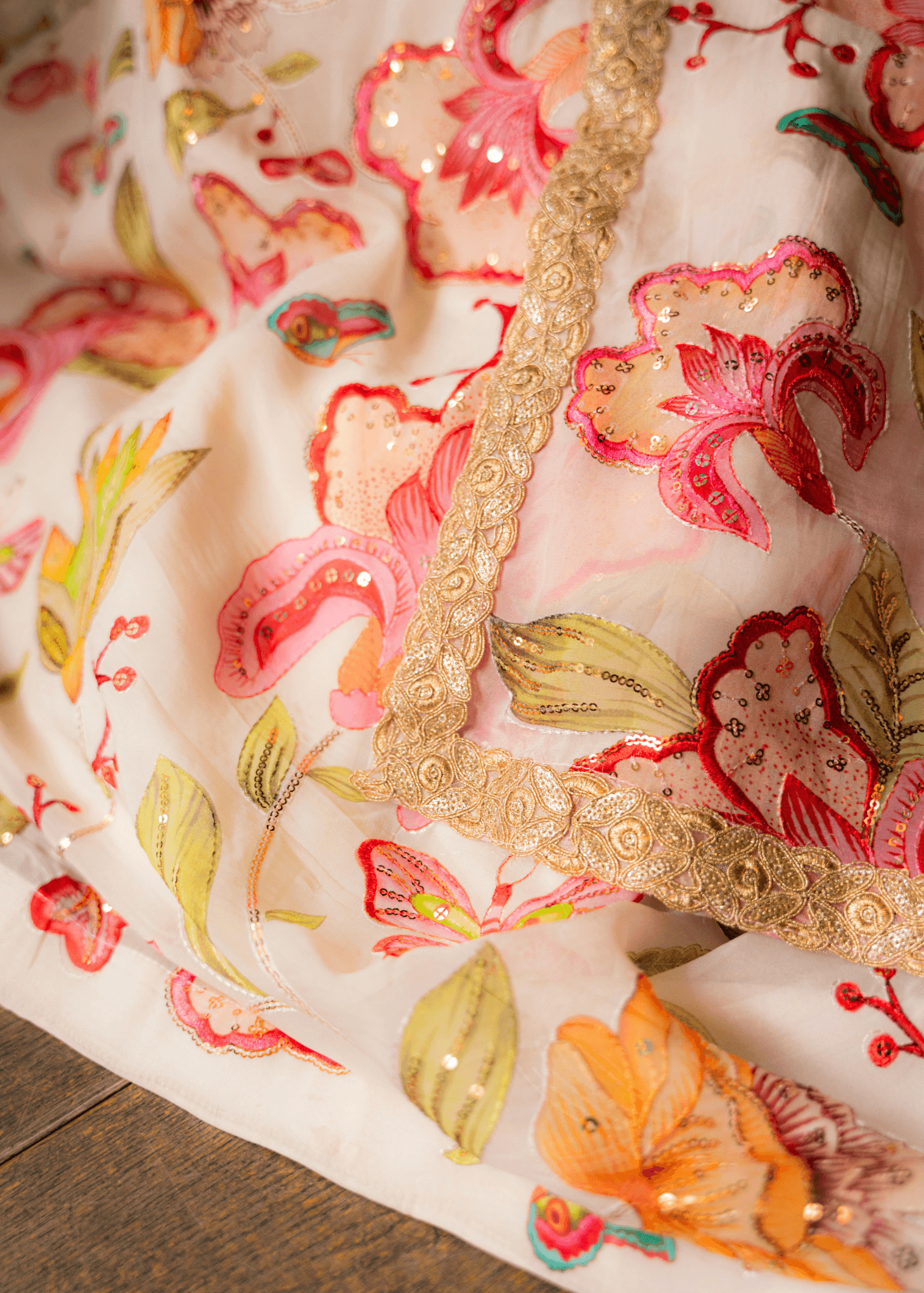 Nims Boutique Evelina Ivory Multicolour Dupatta/Chunni