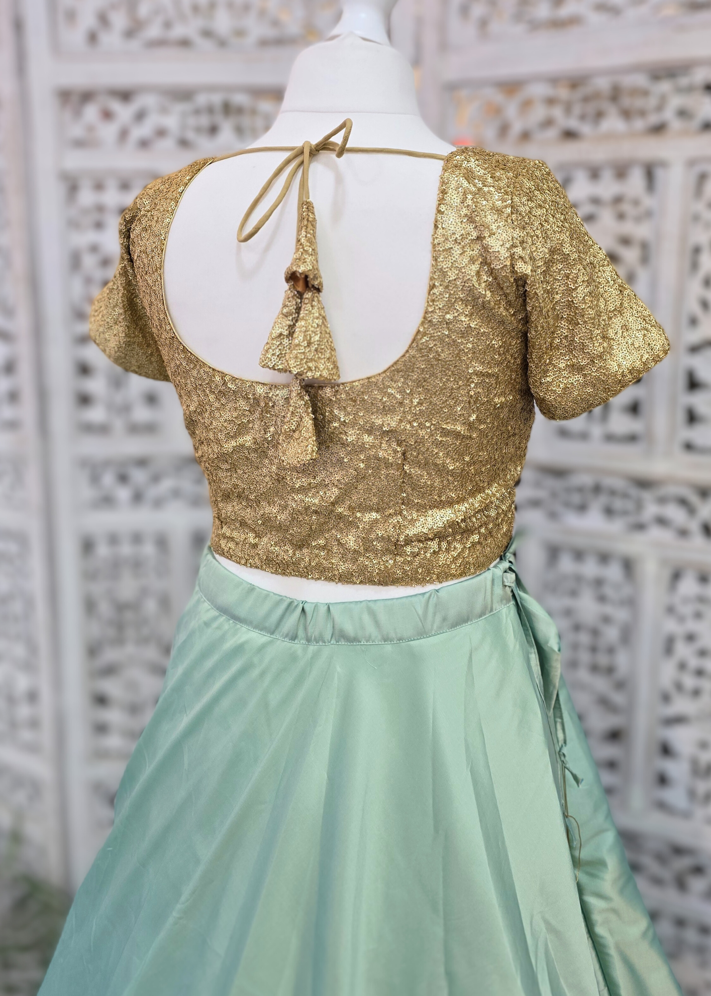 Luxury Rose Gold Sequin Cap Sleeve Blouse with latkans (size 12-22)