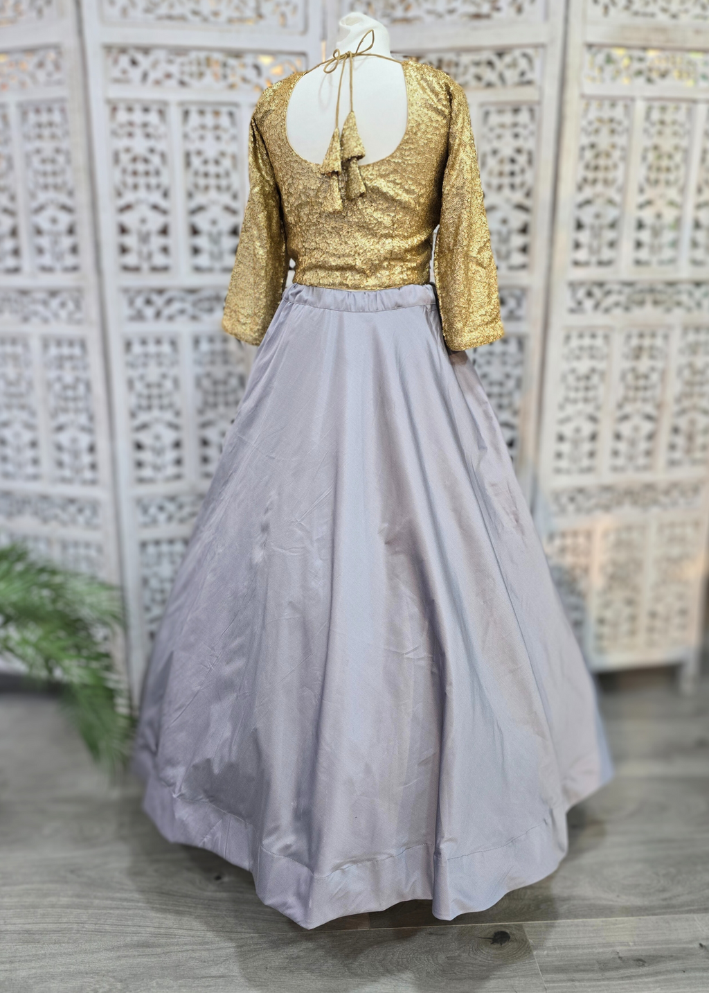 Luxury Rose Gold Sequin Long Sleeve Blouse with latkans (size 10-22)