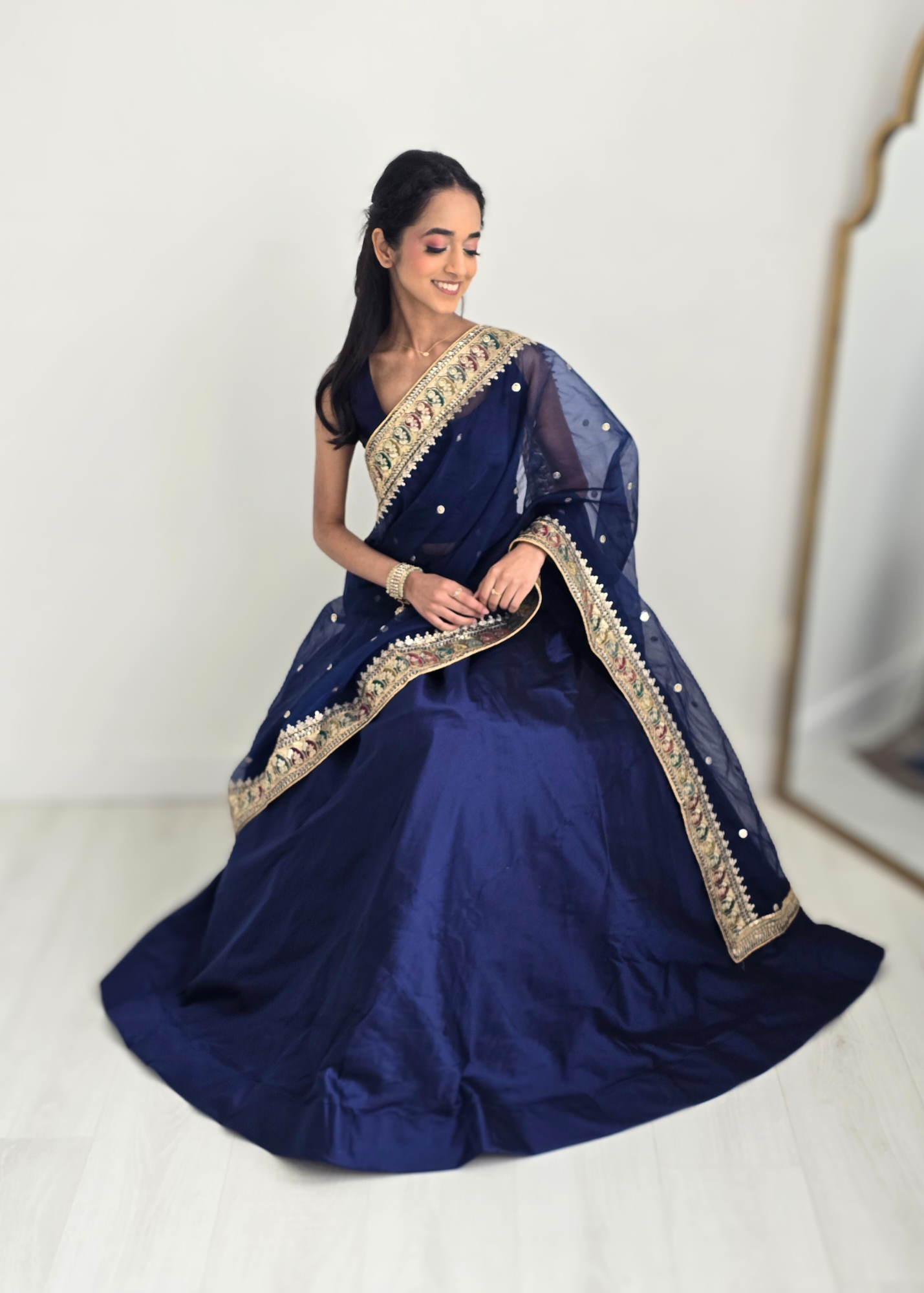 Readymade Navy Silk skirt/lehnga (sizes 4-22)