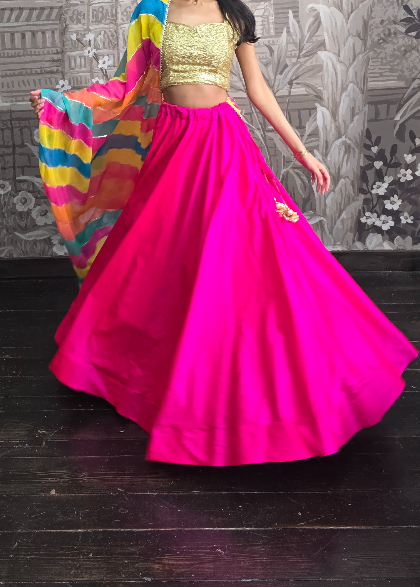 Readymade Hot Pink Silk skirt/lehnga (various sizes)