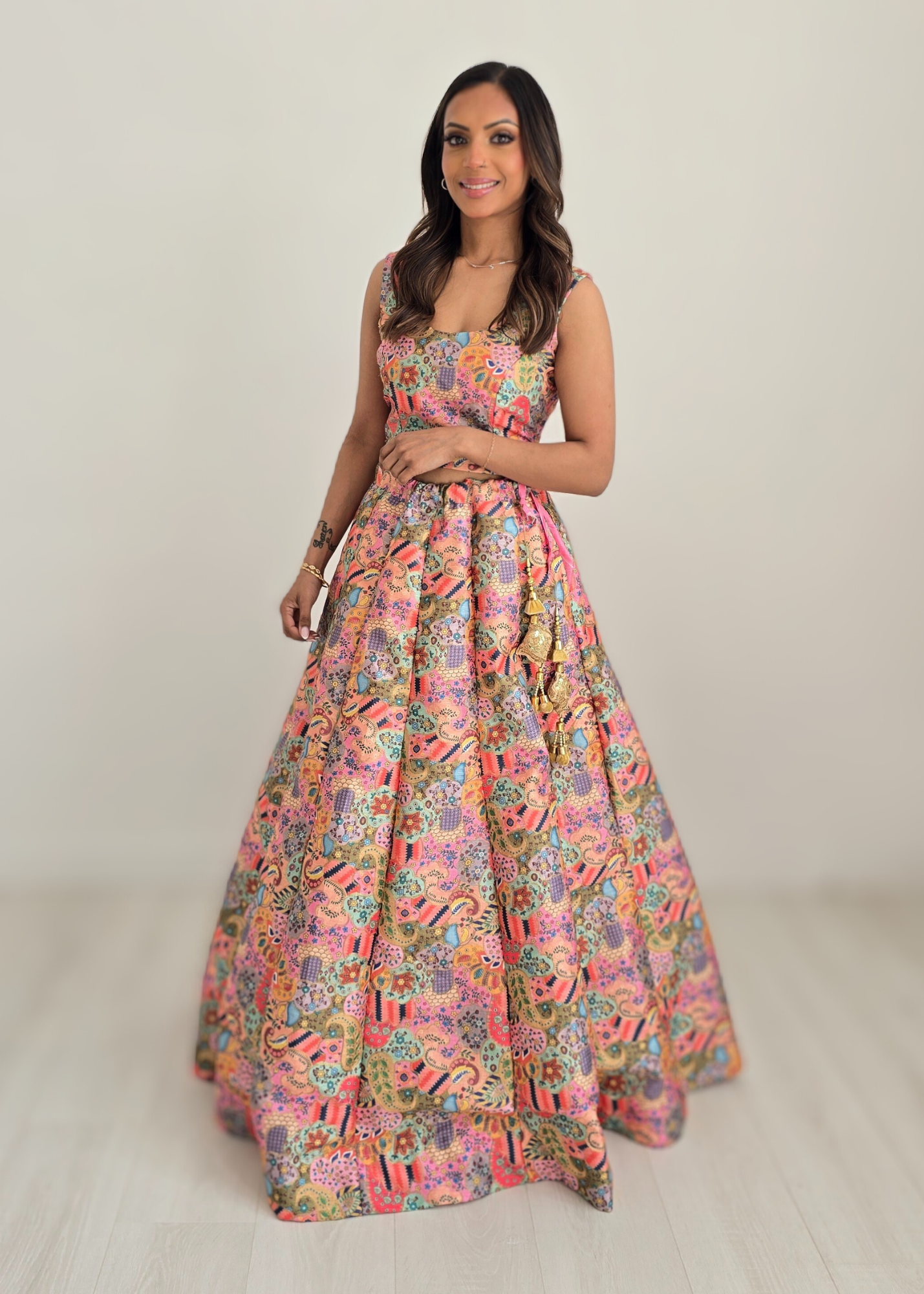Suraiya Luxury Pinks Printed Skirt (sizes 6-18)