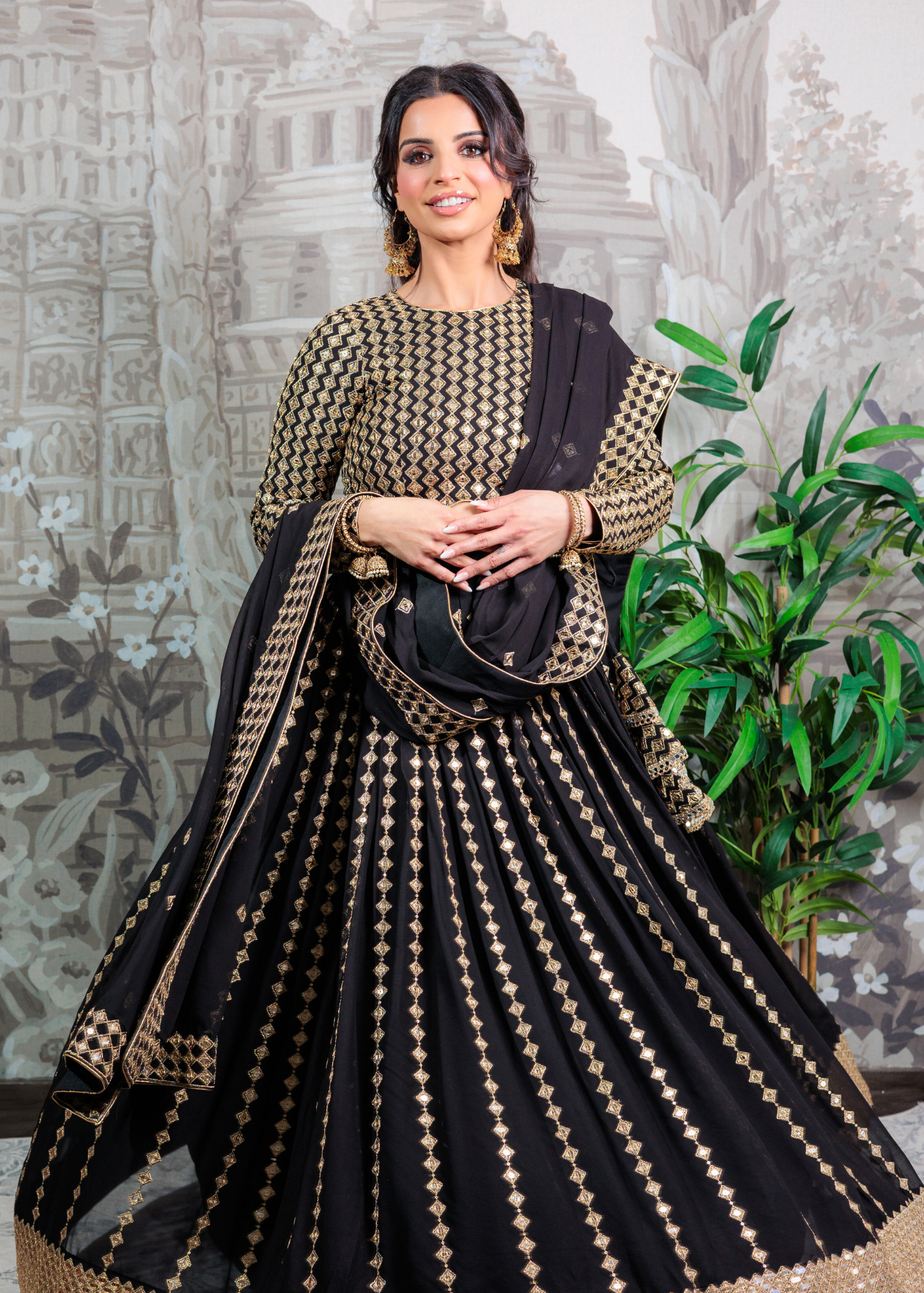 Karina Luxury Black & Gold Lehnga (sizes 6-14)