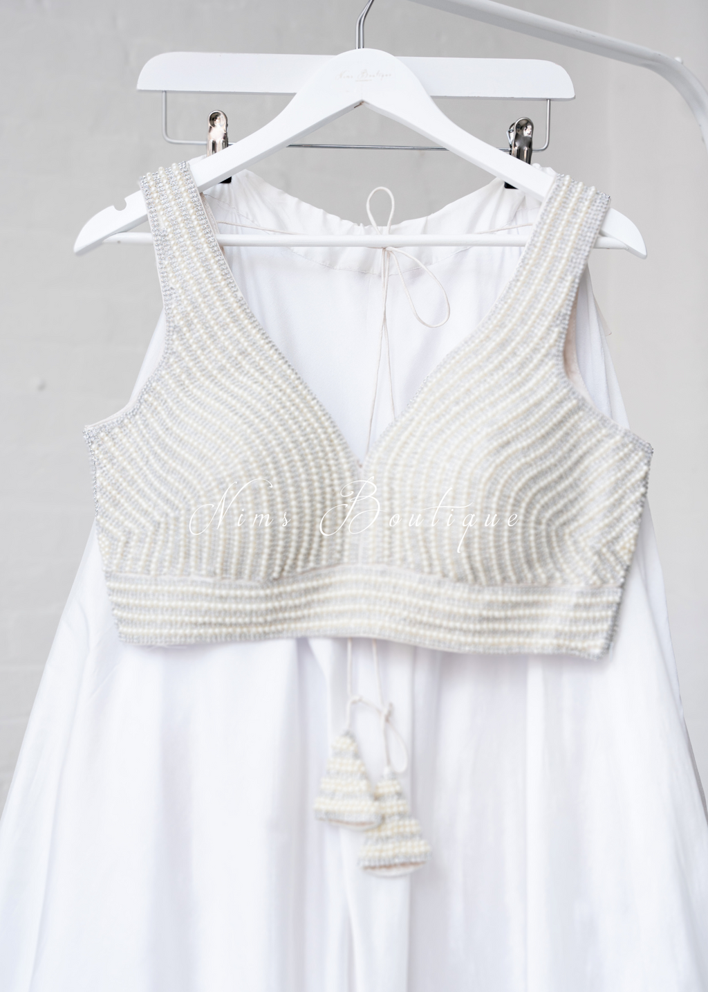 Isla NB Luxury White Bead Blouse (one size)