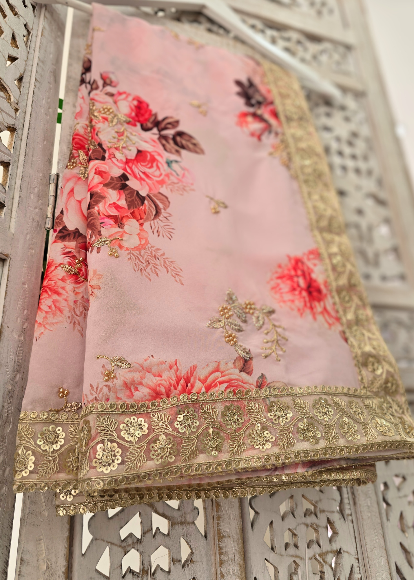 Limited Edition Pink Floral Georgette Dupatta/Chunni