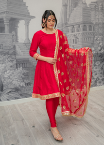 Rashmi Luxury Red Silk Anarkali Suit with Pajami (Sizes 4-16)