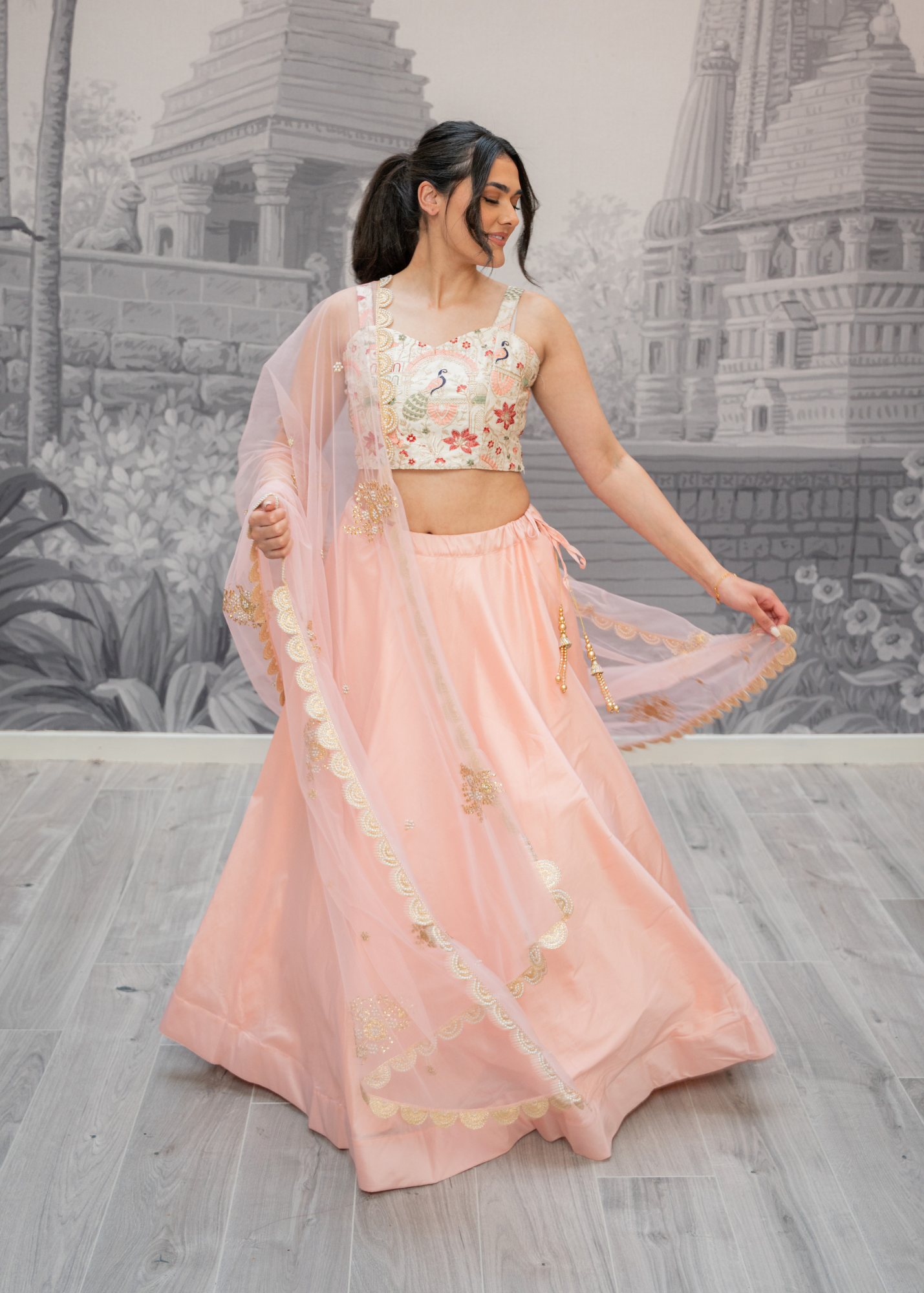 Readymade Peach Silk skirt/lehnga (sizes 4-20)
