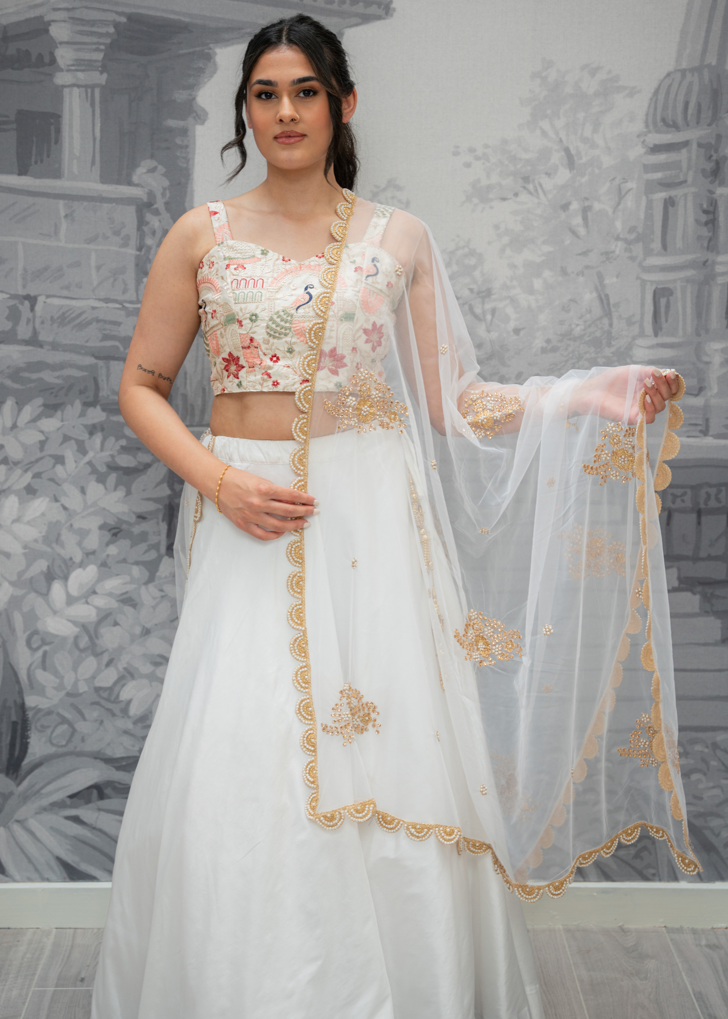 Elephant Ivory Embroidered Strap Blouse (4-16)
