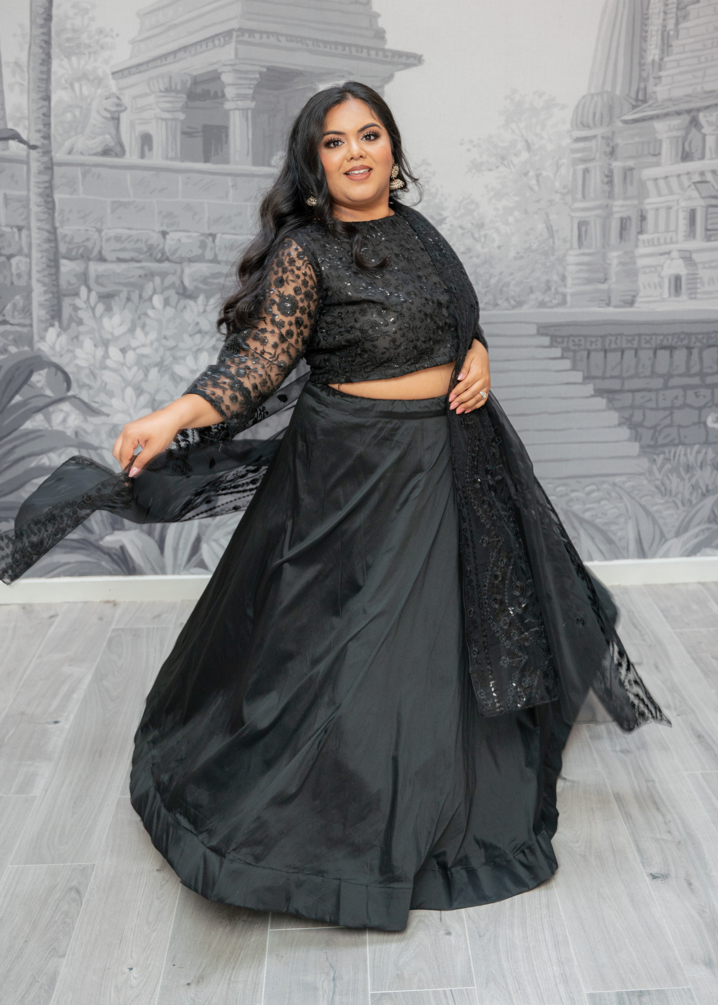 Readymade Black Silk skirt/lehnga (sizes 4-26)