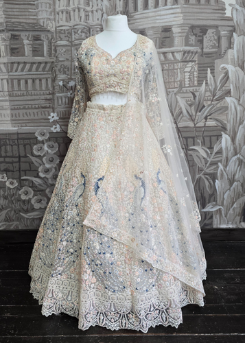 Luxury Ivory Peacock Lehenga (size 12)