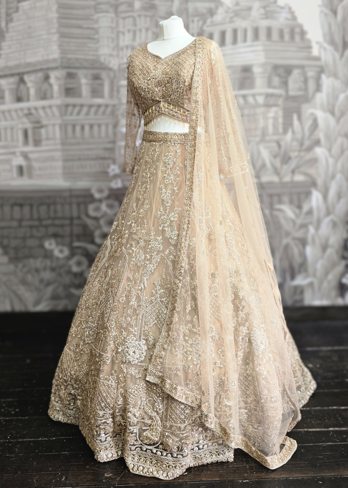 Luxury Champagne Gold Lehenga (size 12)