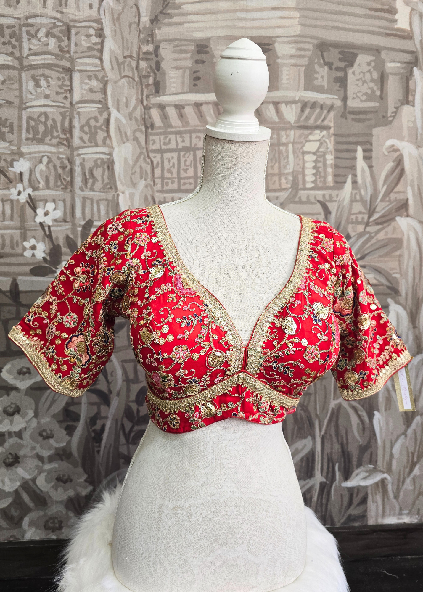 Genelia Red Embroidered Blouse (10-12)