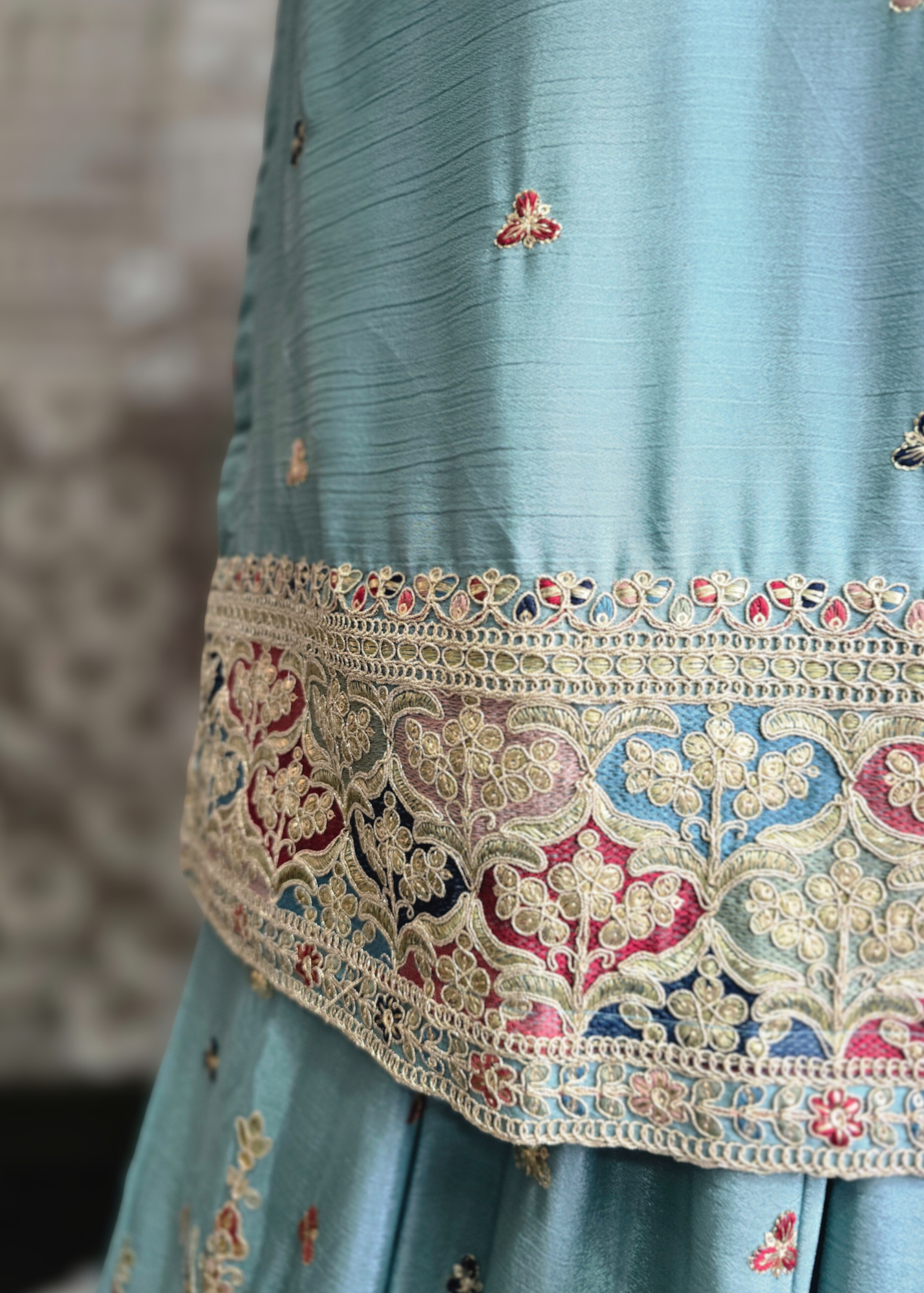 Luxury Blue Embroidered Sharara Suits (Sizes 16-20)