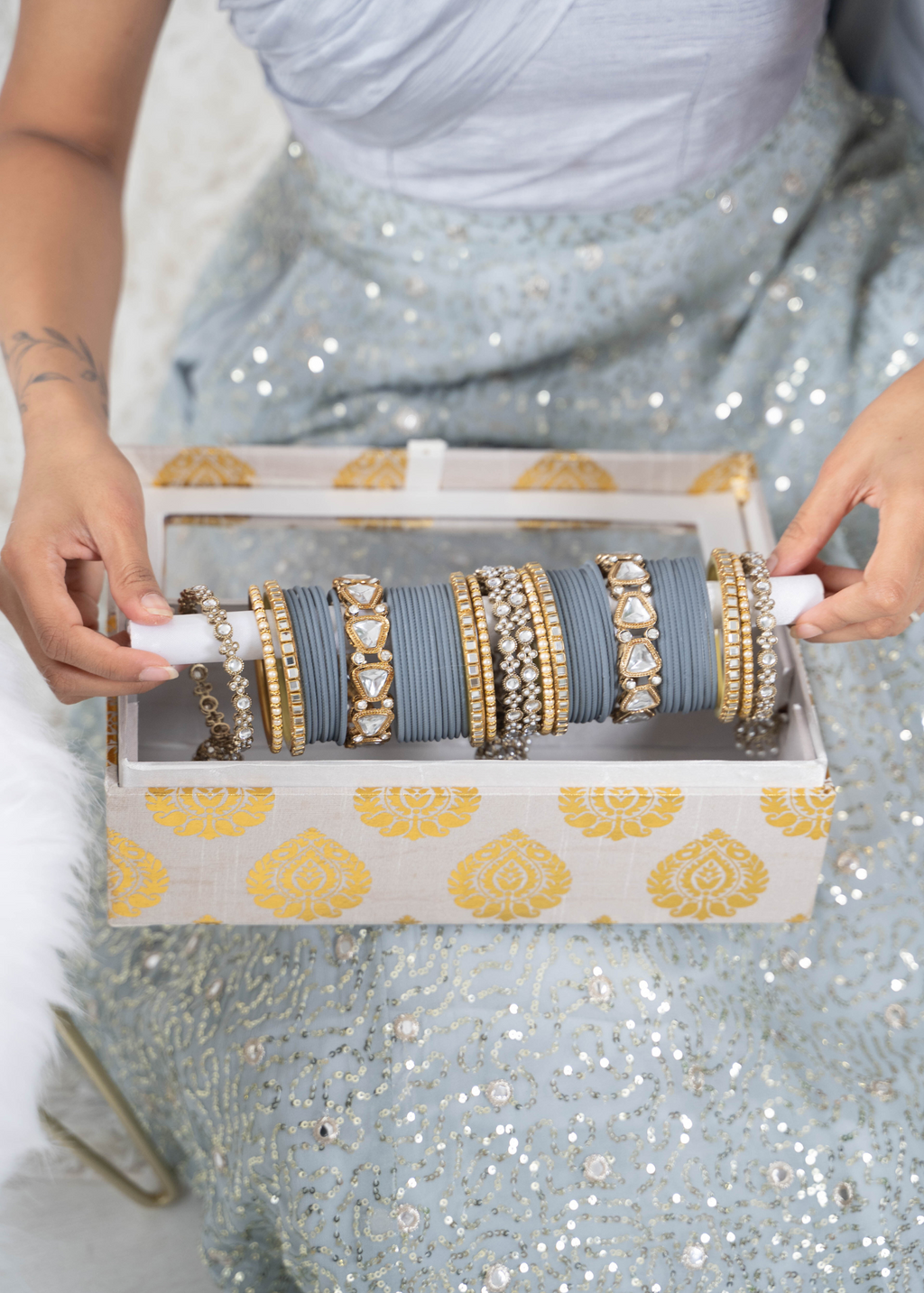 Ivory Brocade Bangle Box