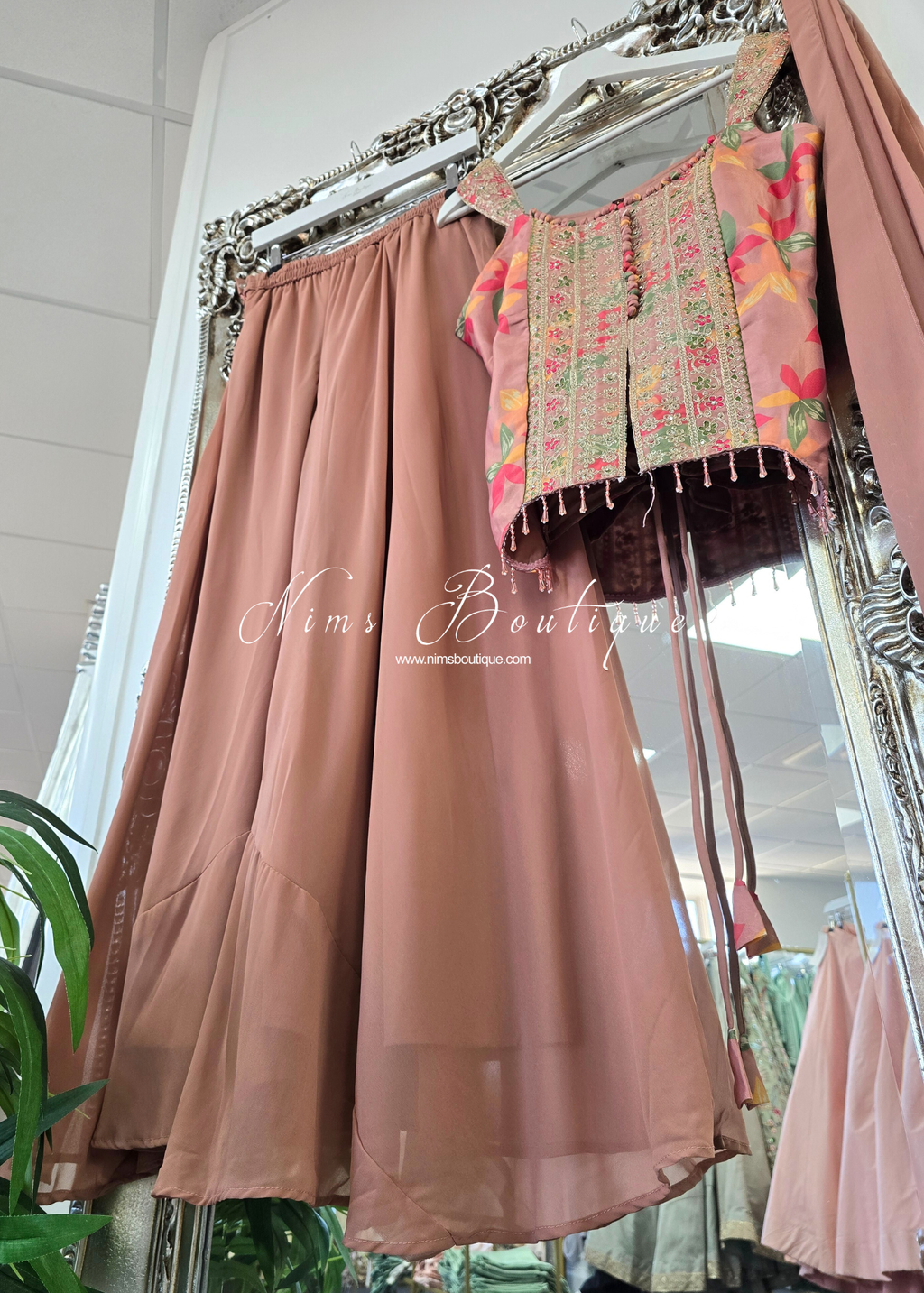 Mink Floral Sharara Suit (size 10-12)