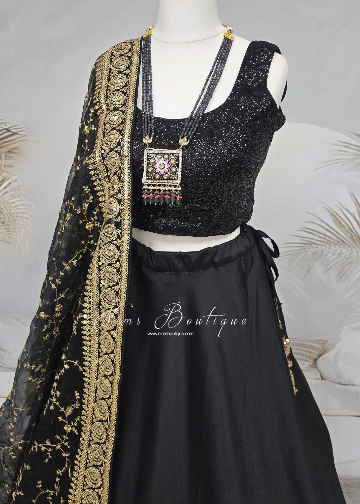 Nishita Black Meenakari Haar Set