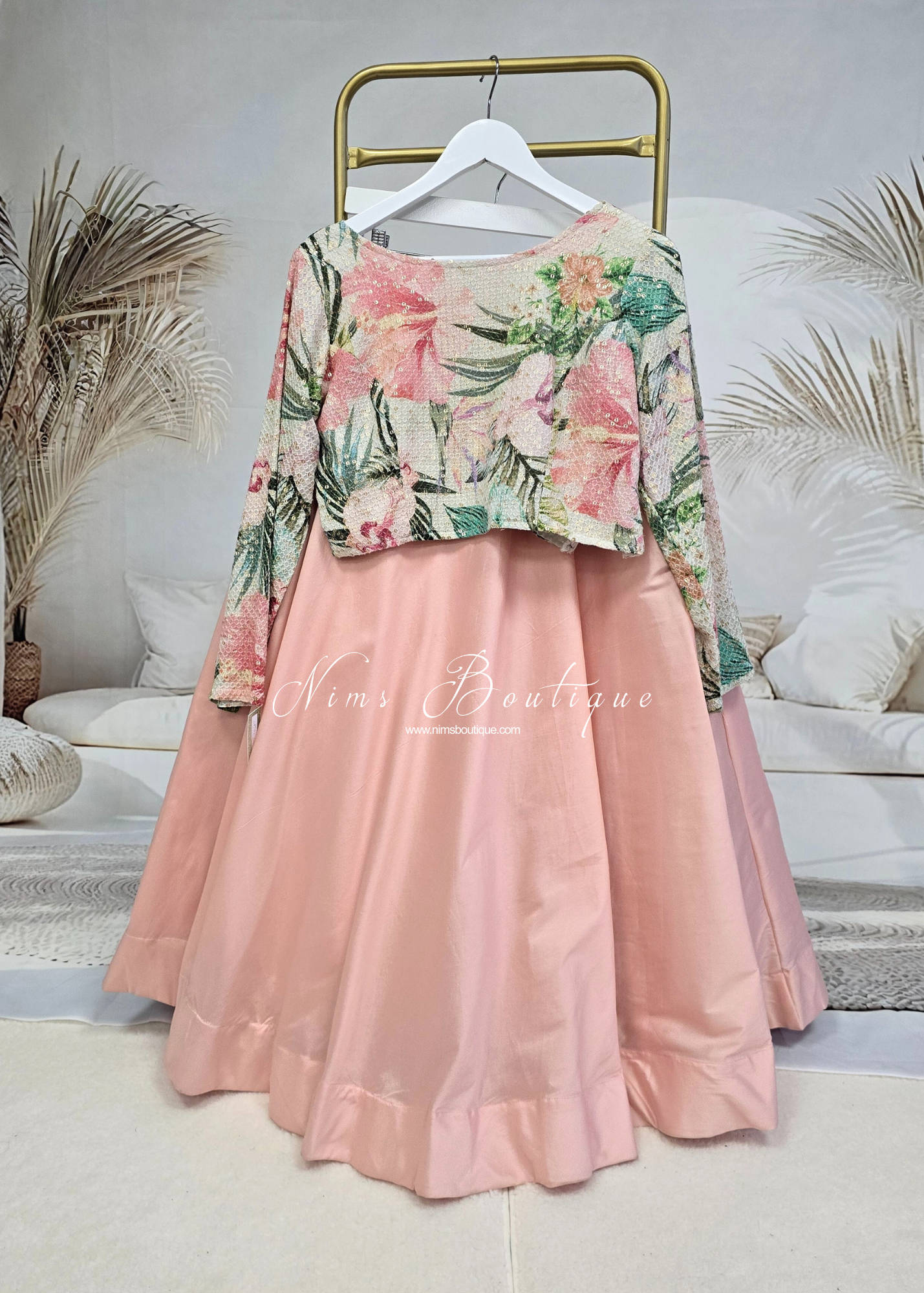 Isabella Long Sleeve Ivory & Green Floral Blouse