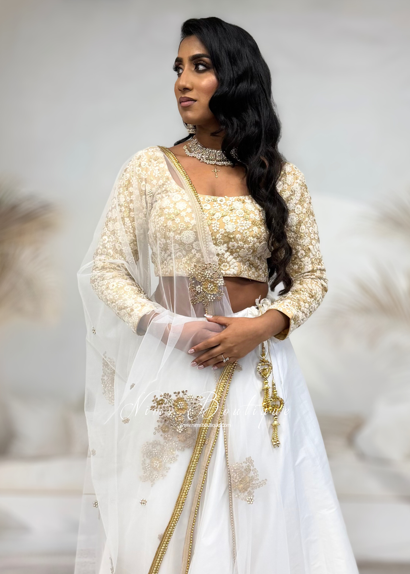 Luxury Ivory and Gold Long Sleeve Blouse (size 8-24)