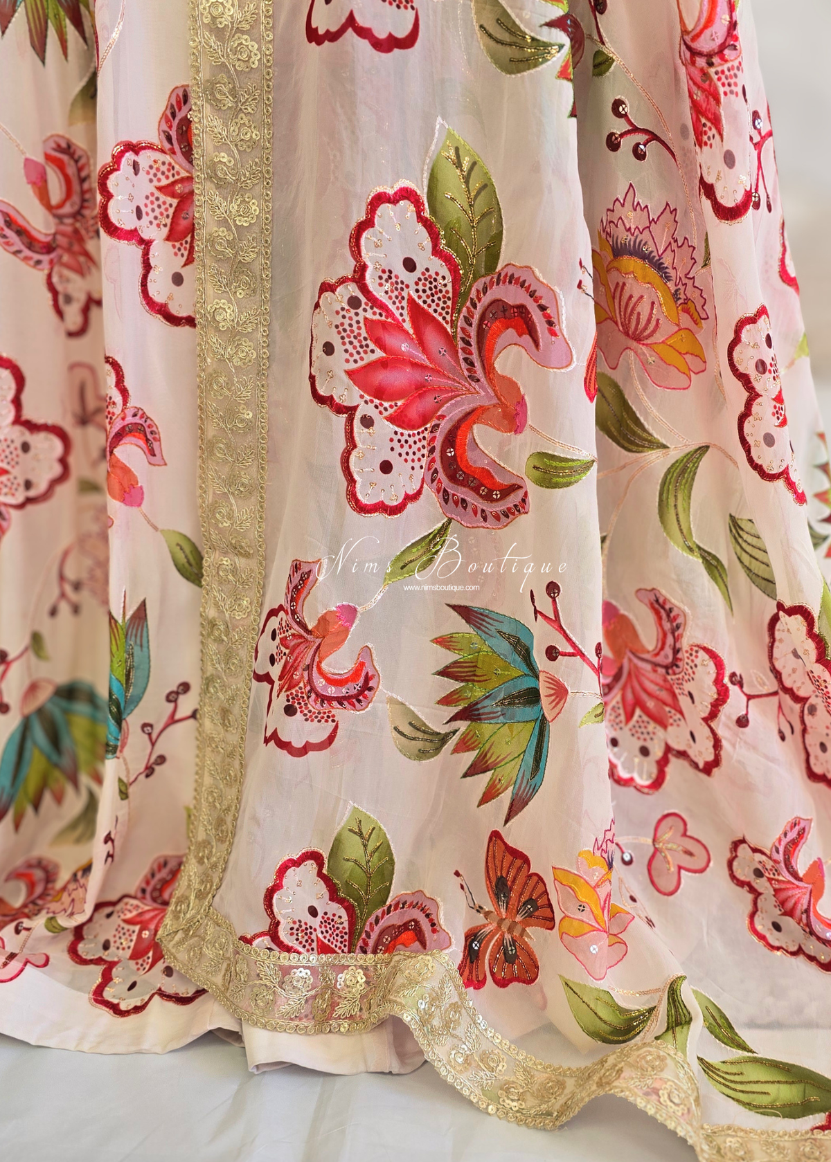 Evelina Cream Floral Dupatta/Chunni