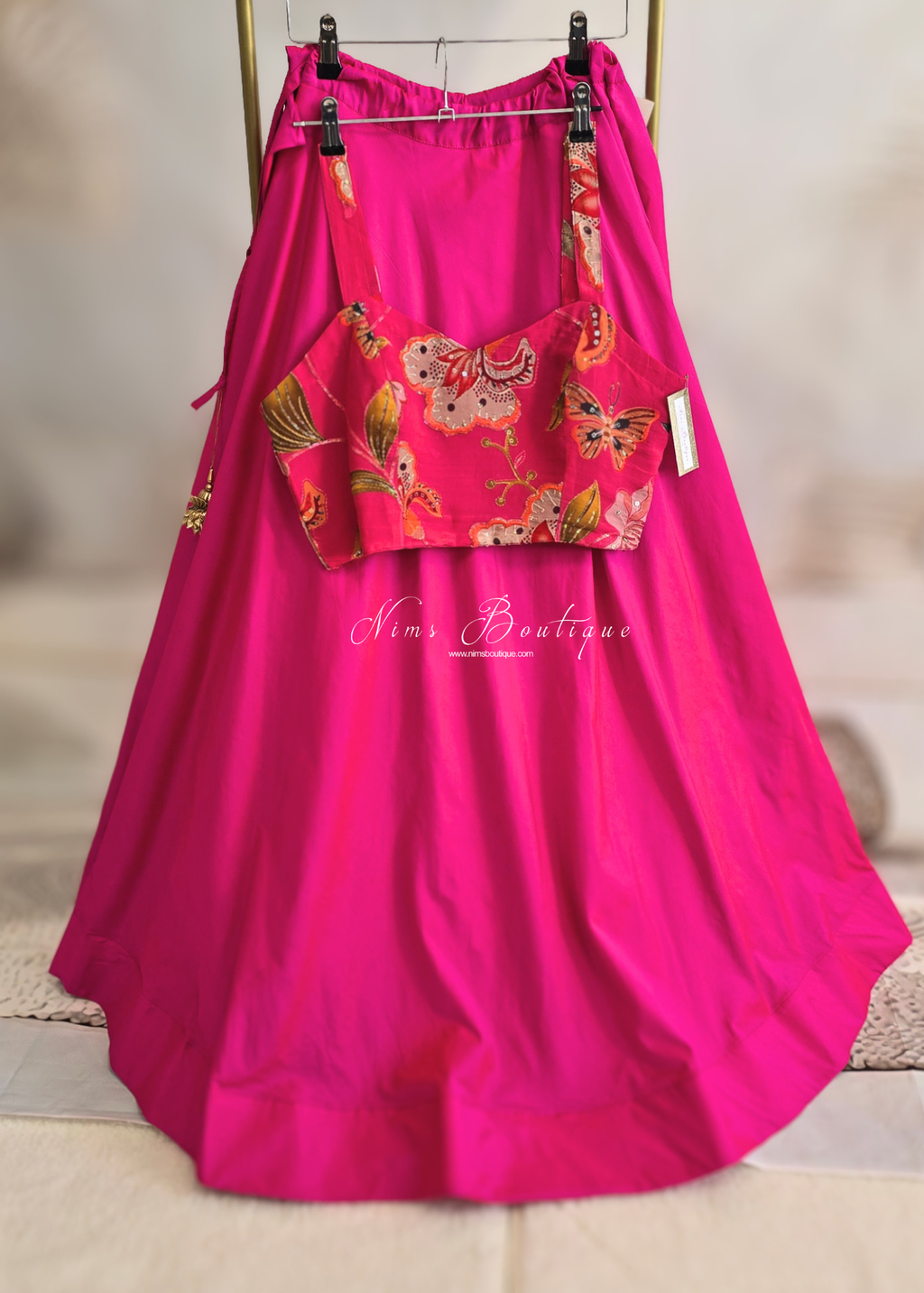 Lillianna Hot Pink Floral Strap Blouse