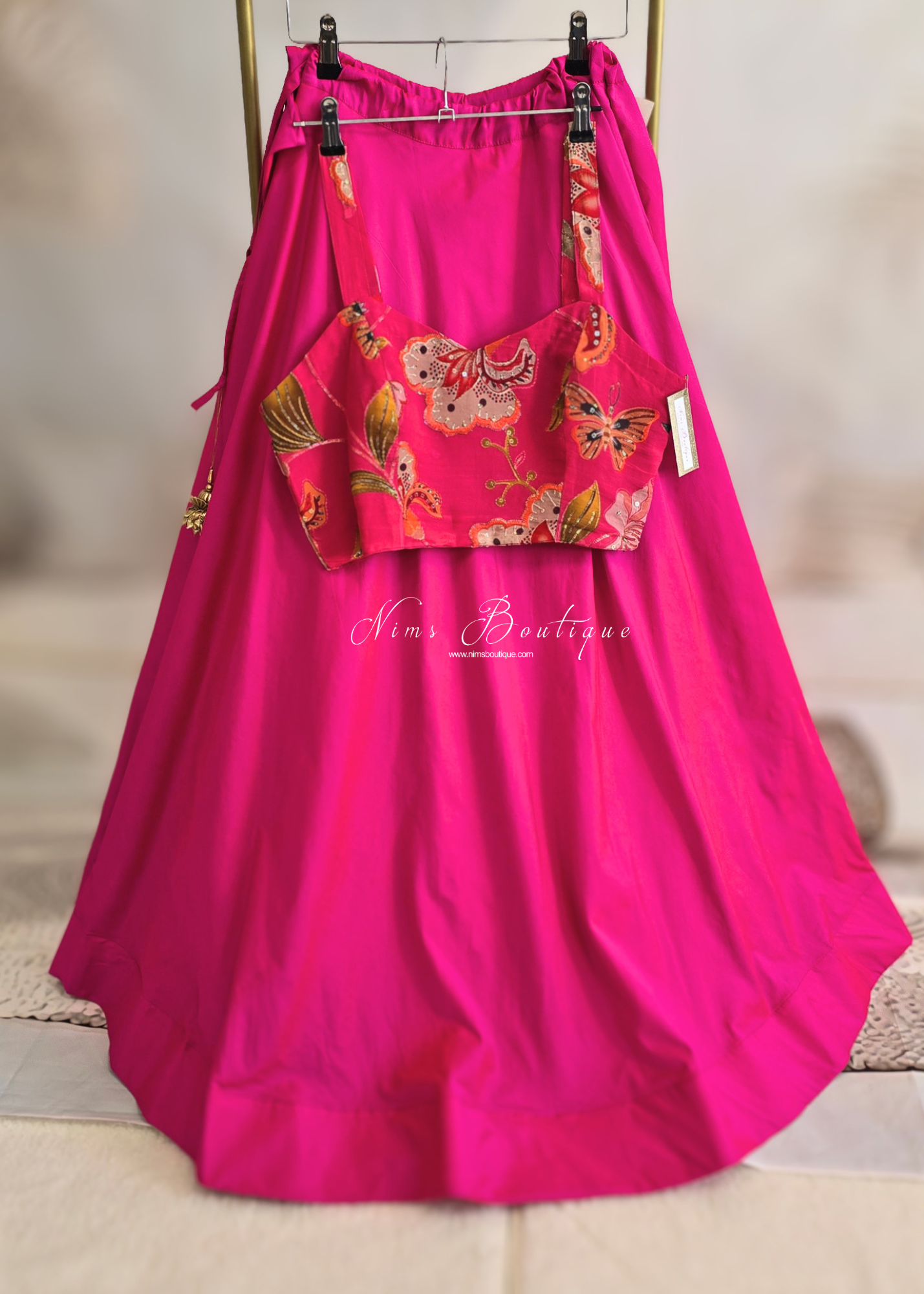 Lillianna Hot Pink Floral Strap Blouse