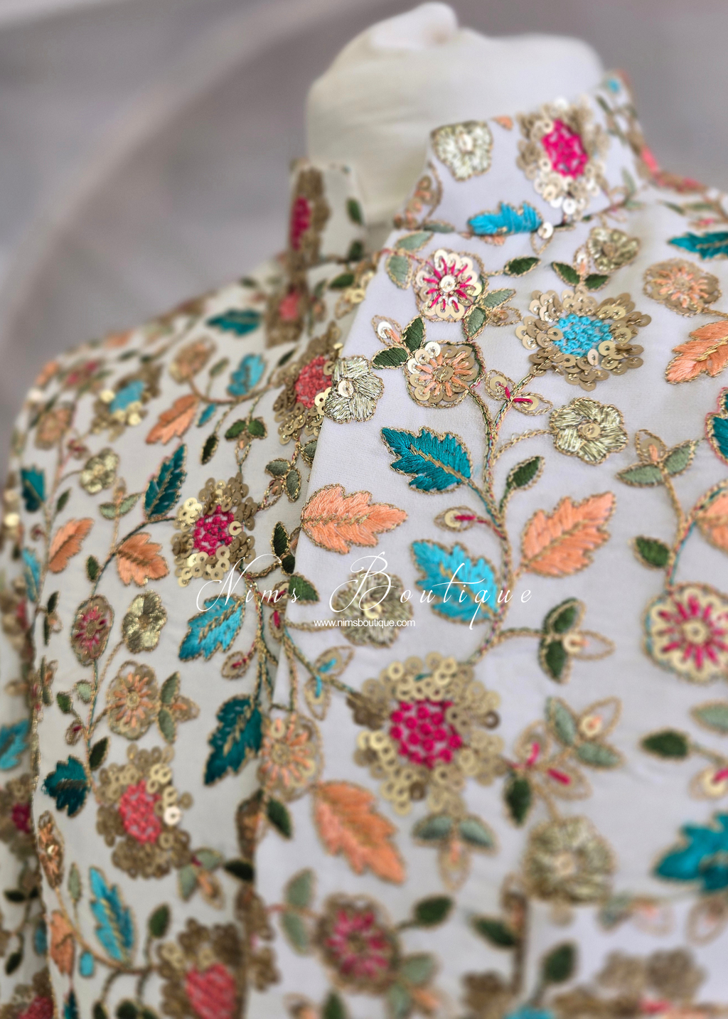 Luxury Ivory Embroidered Mens Sherwani Jacket