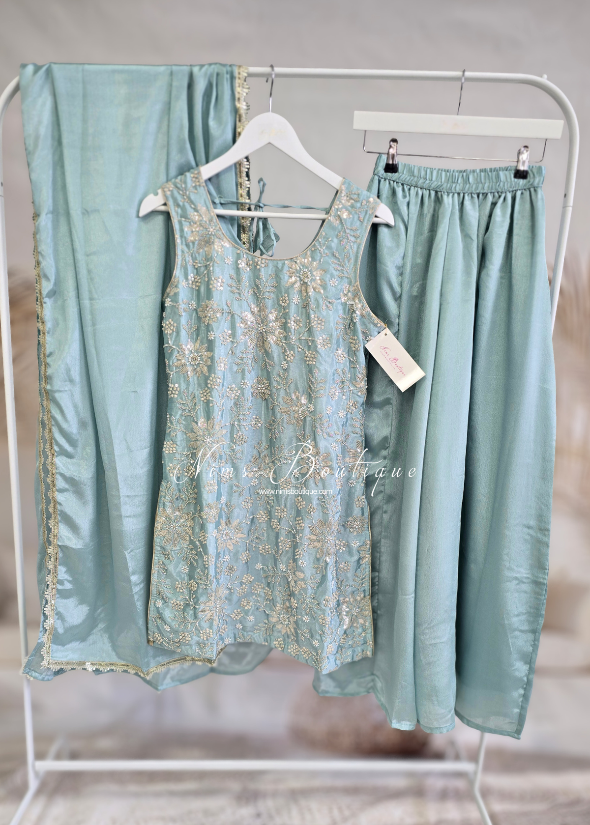 Pearl Embellished Sharara Suit (10-12)