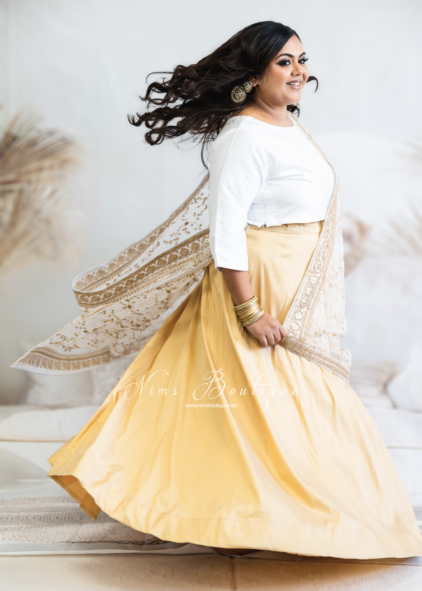 White Pure Silk High Neck Blouse with sleeves (size 4-26)