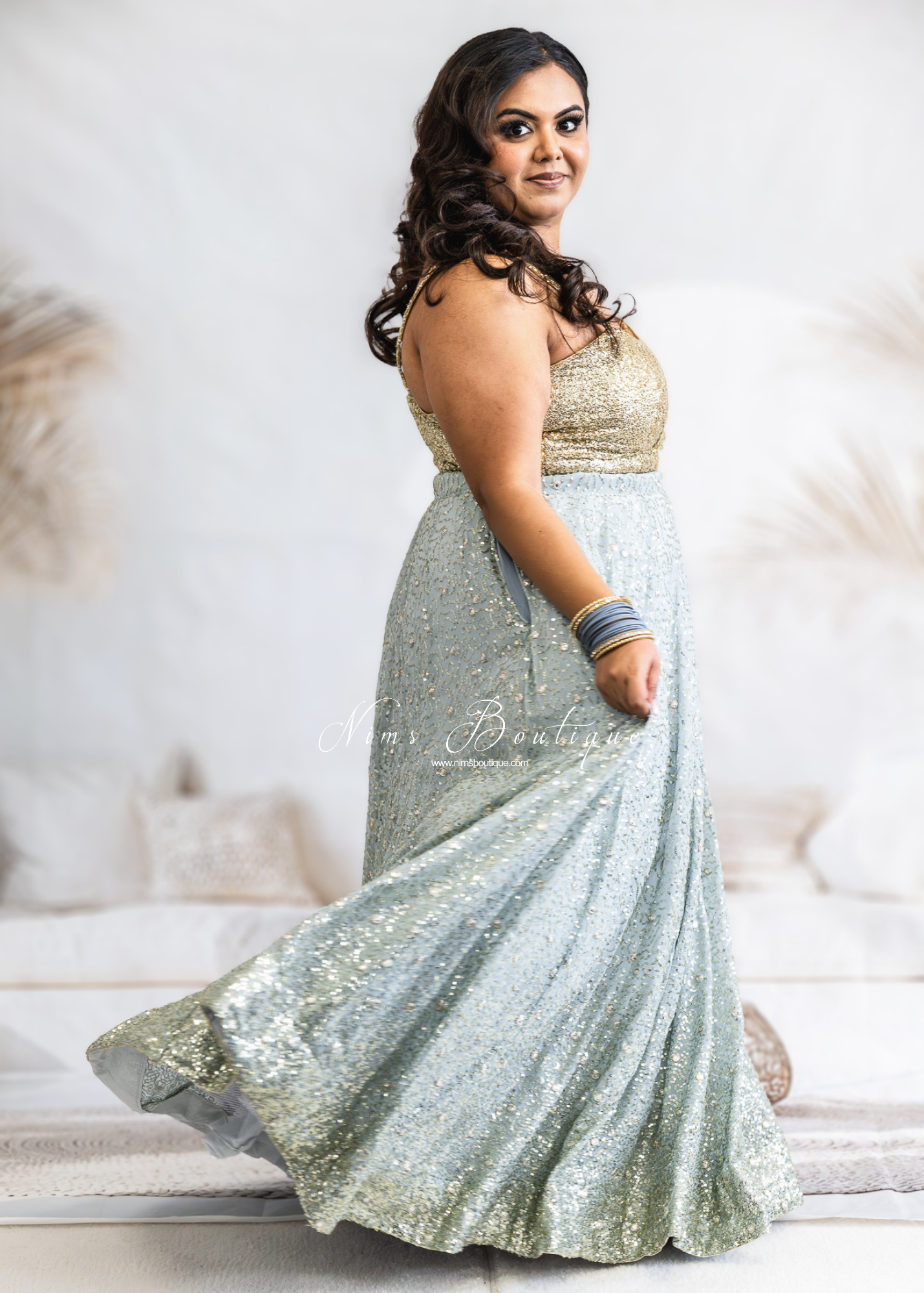 Gia Gold Sequin Strap Blouse (4-18)