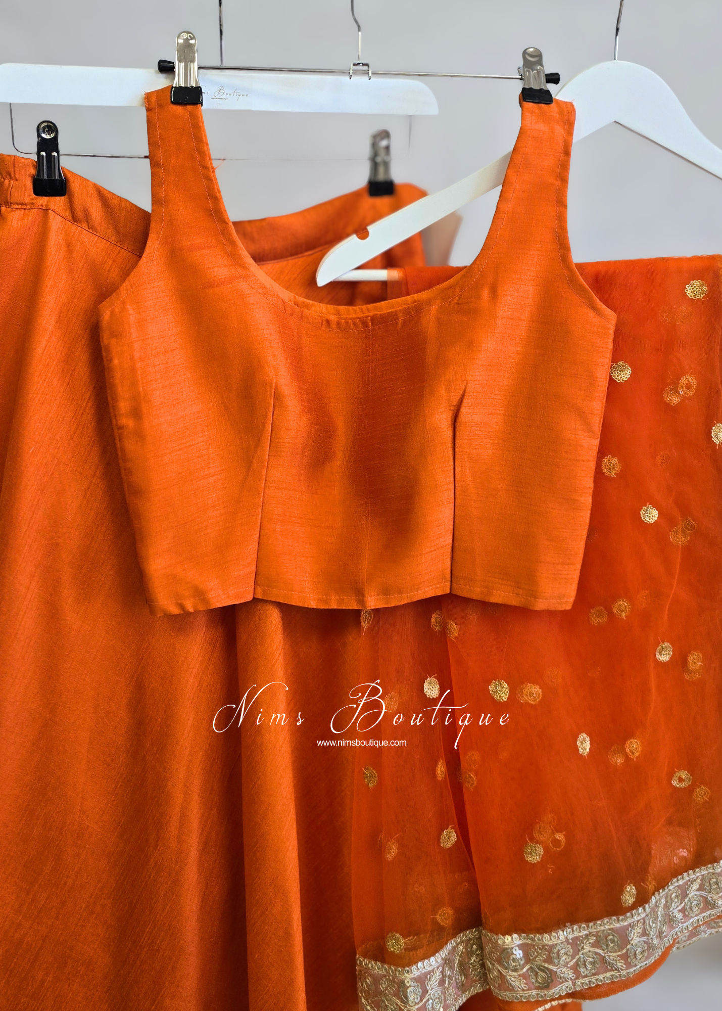 Saloni Sleeveless Orange Raw Silk Blouse (4-20)