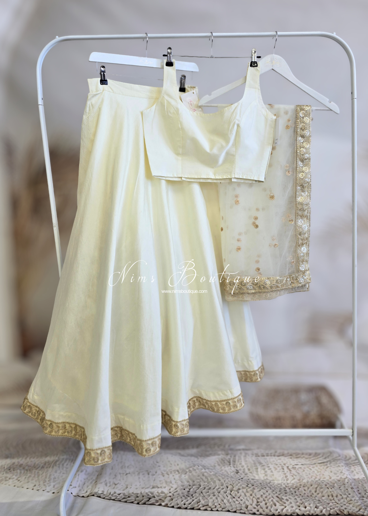 Saloni Cream Sequin Dupatta/Chunni