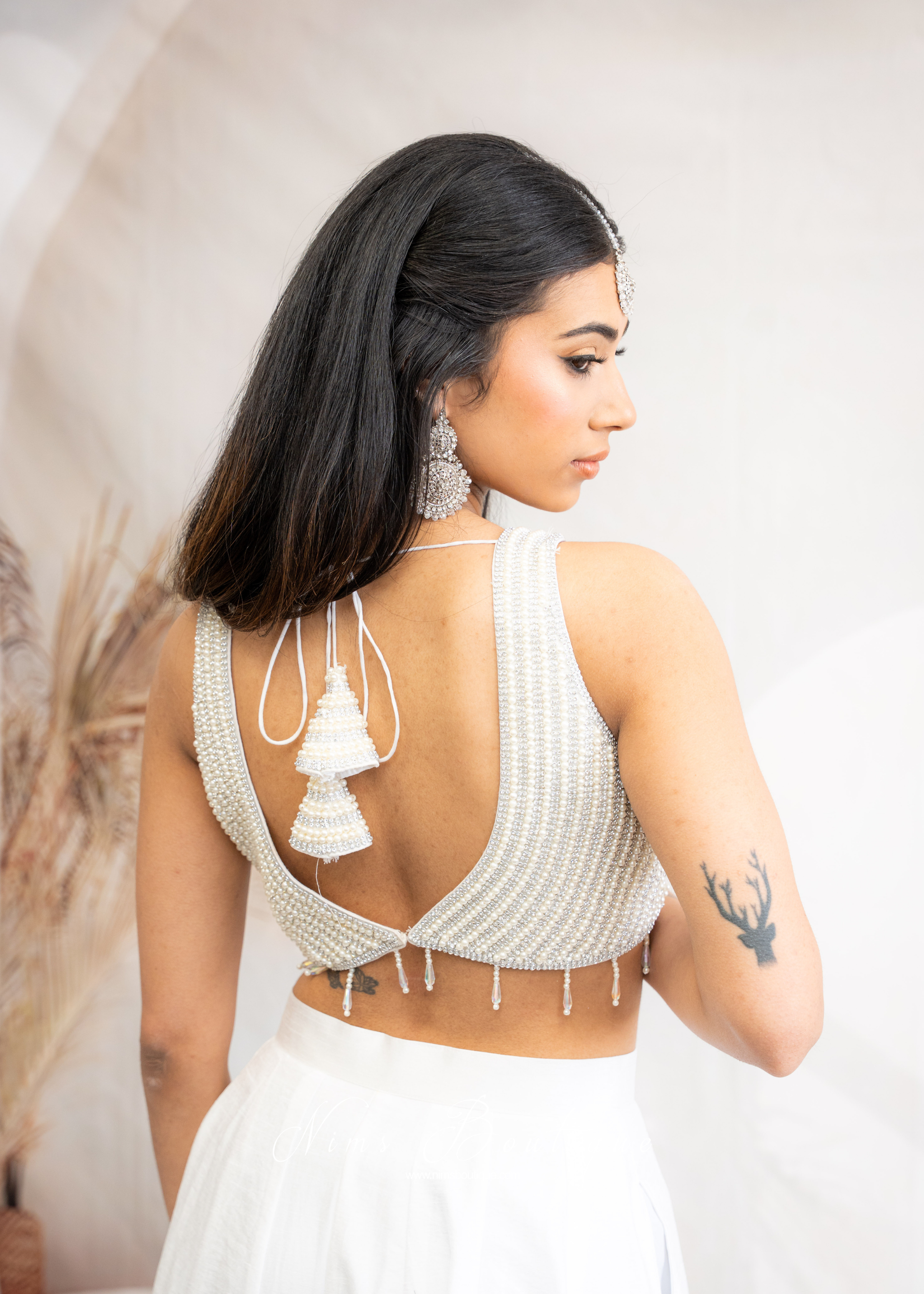Giselle NB Luxury White Bead Blouse (one size)