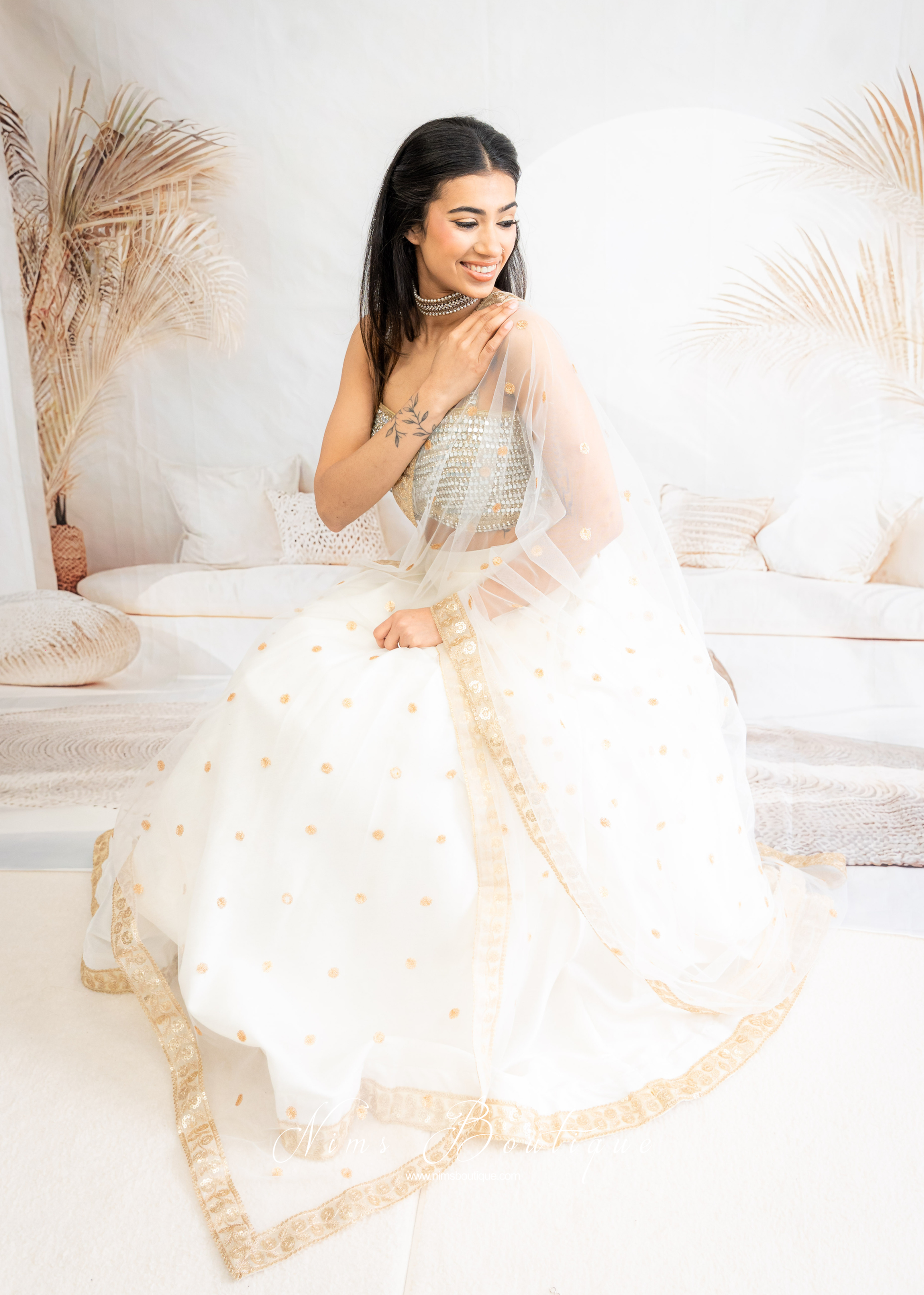 Saloni Ivory Sequin Dupatta/Chunni