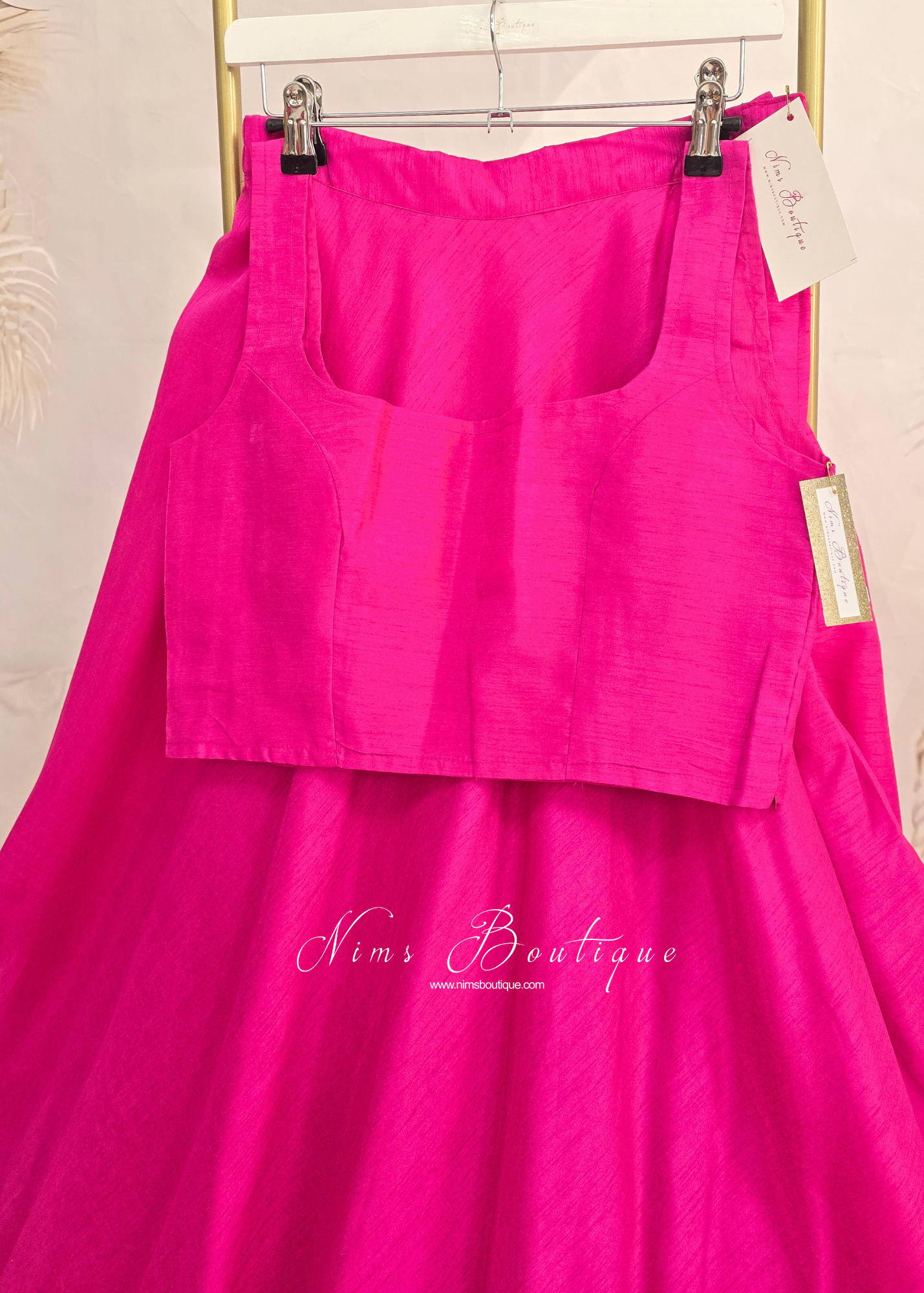 Saloni Sleeveless Hot Pink Raw Silk Blouse (4-20)