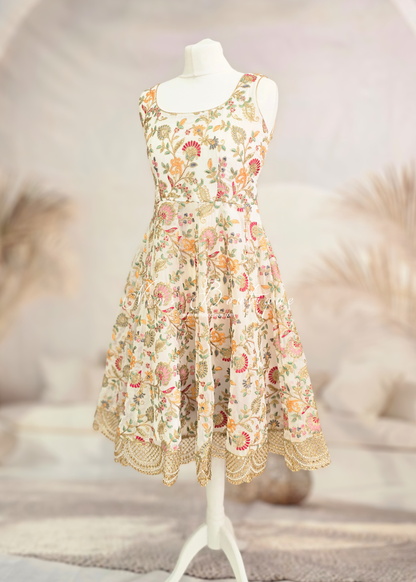 Amrita Luxury Ivory Multicolour Anarkali Suit with Pajami (size 4-16)