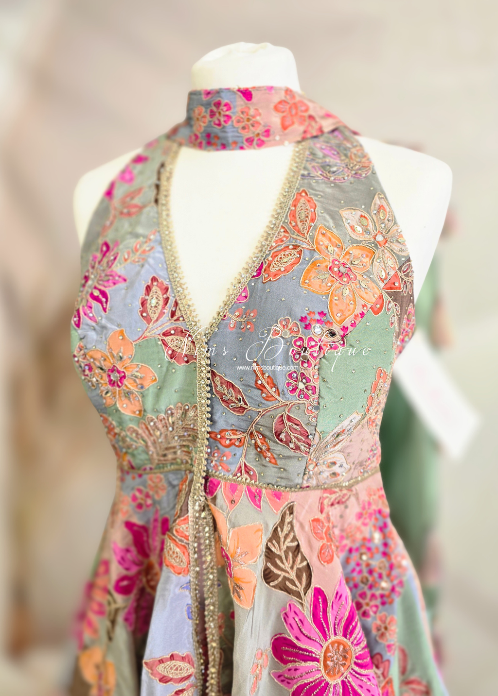 Luxury Halterneck Embellished Gharara Suit (size 12)
