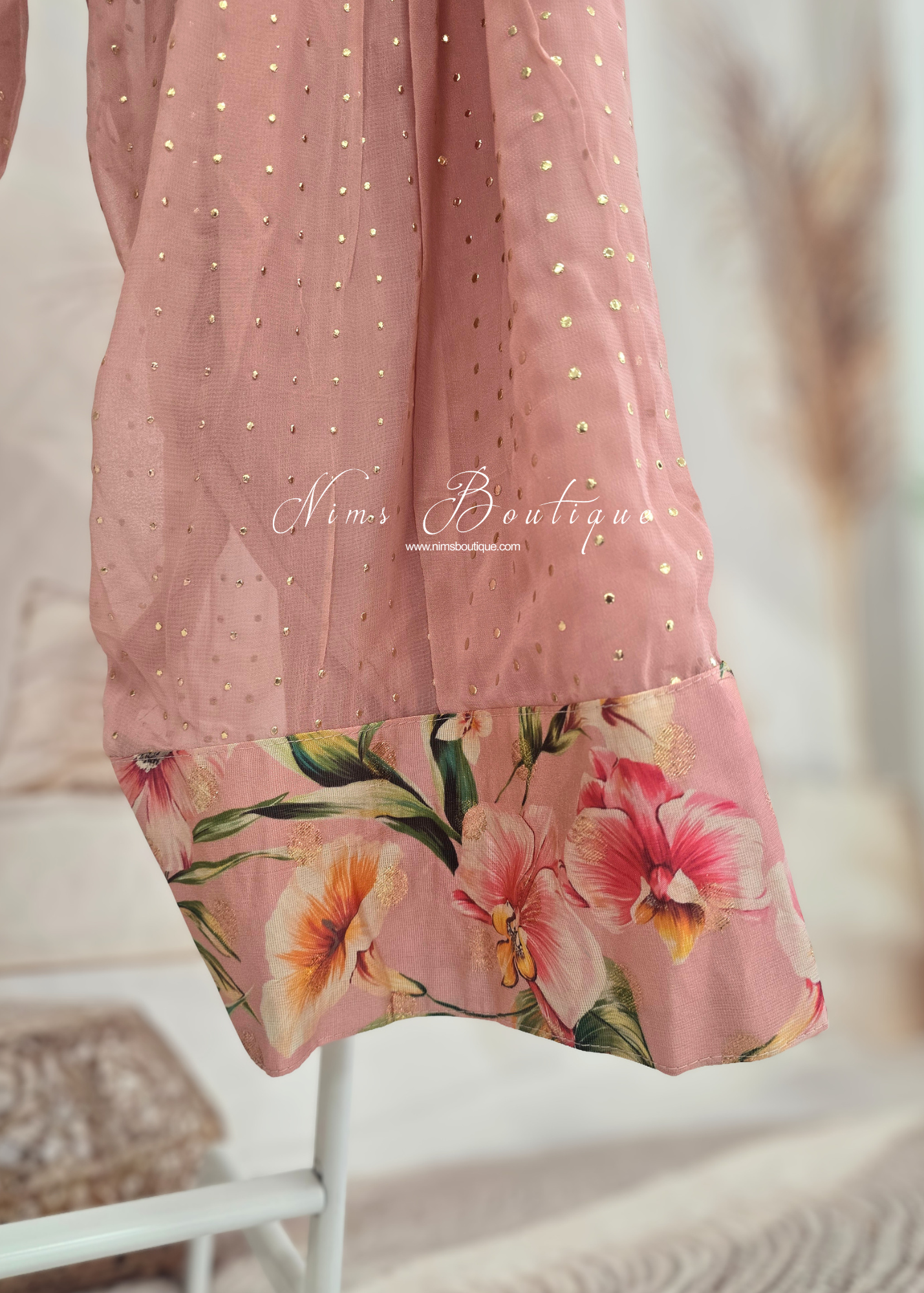 Pink Floral Salwar Suit (Size 10-12)