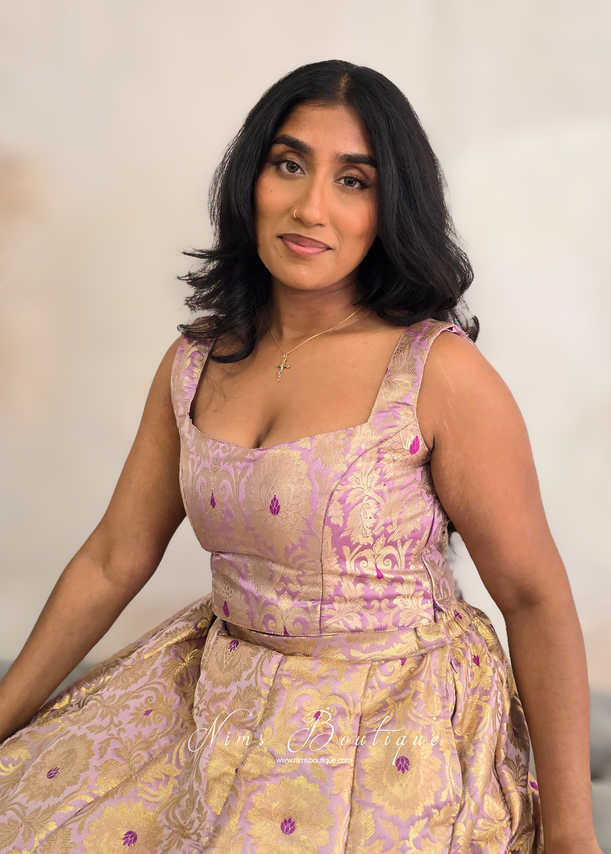 Lilac Brocade Sleeveless Blouse (4-16)