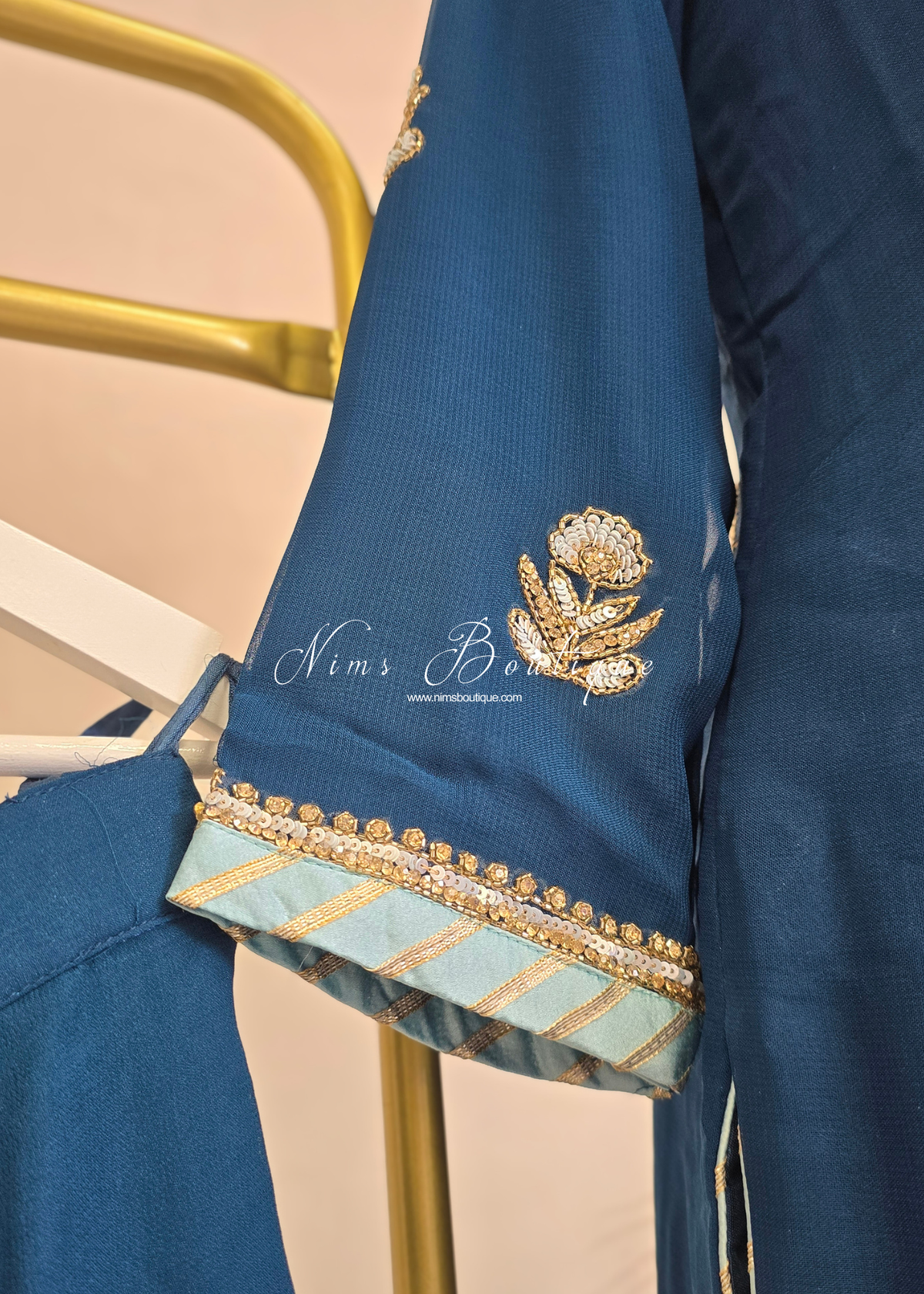 Dark Teal & Light Blue Gharara Suit (size 10-12)