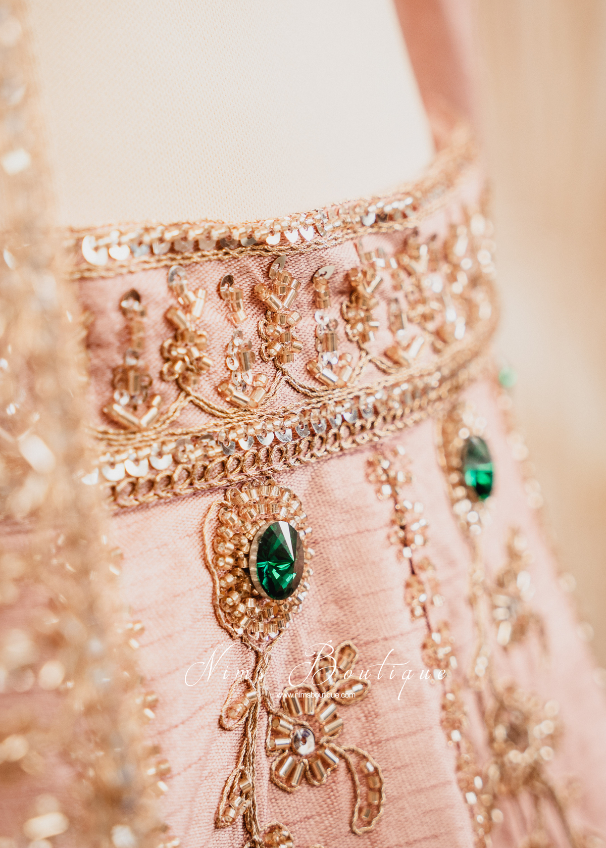 Luxury Blush Pink Raw Silk Lehenga (size 12)