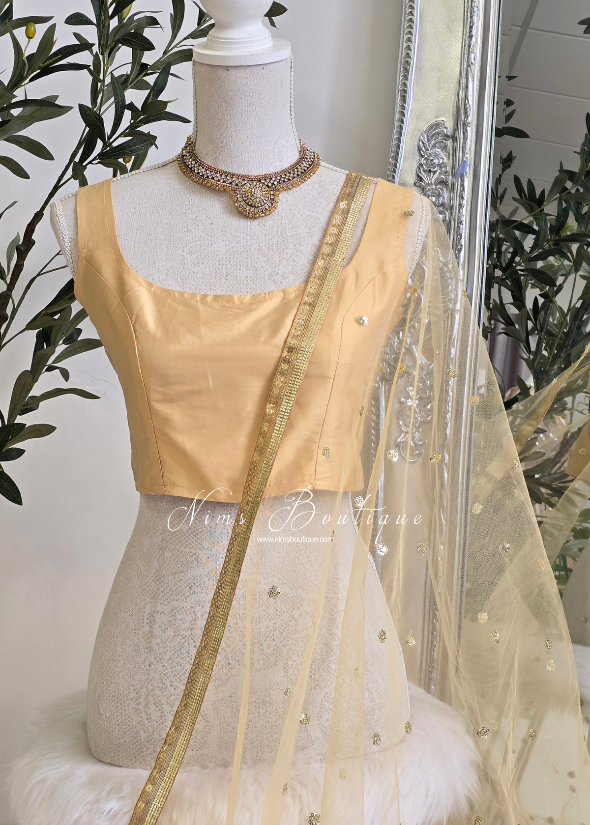 NB Gold Net Sequin Dupatta/Chunni