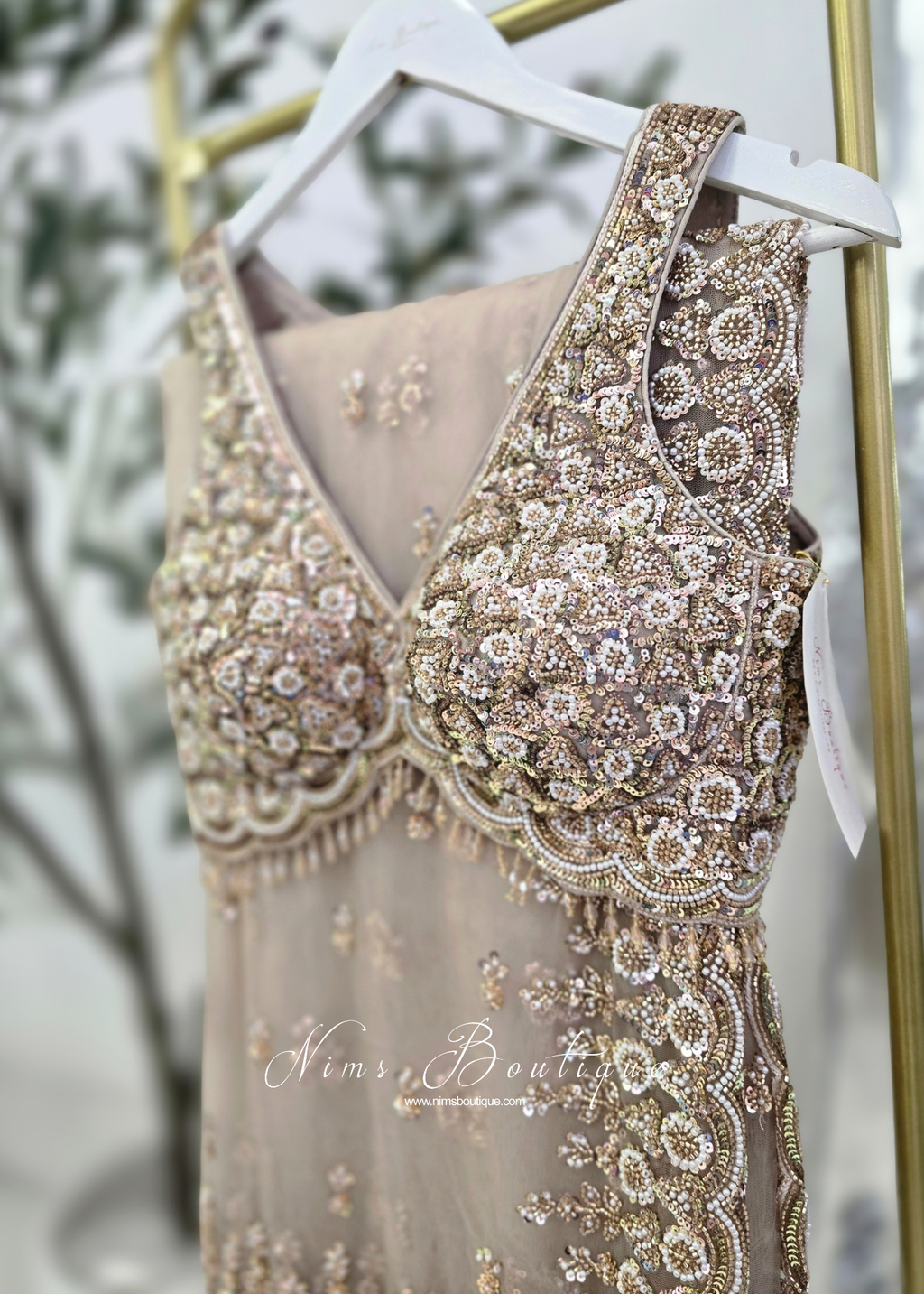 Luxury Cream Latte Embellished Saree