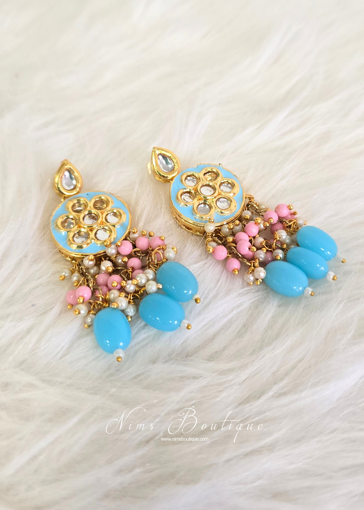 Rhea Blue and Pink earrings