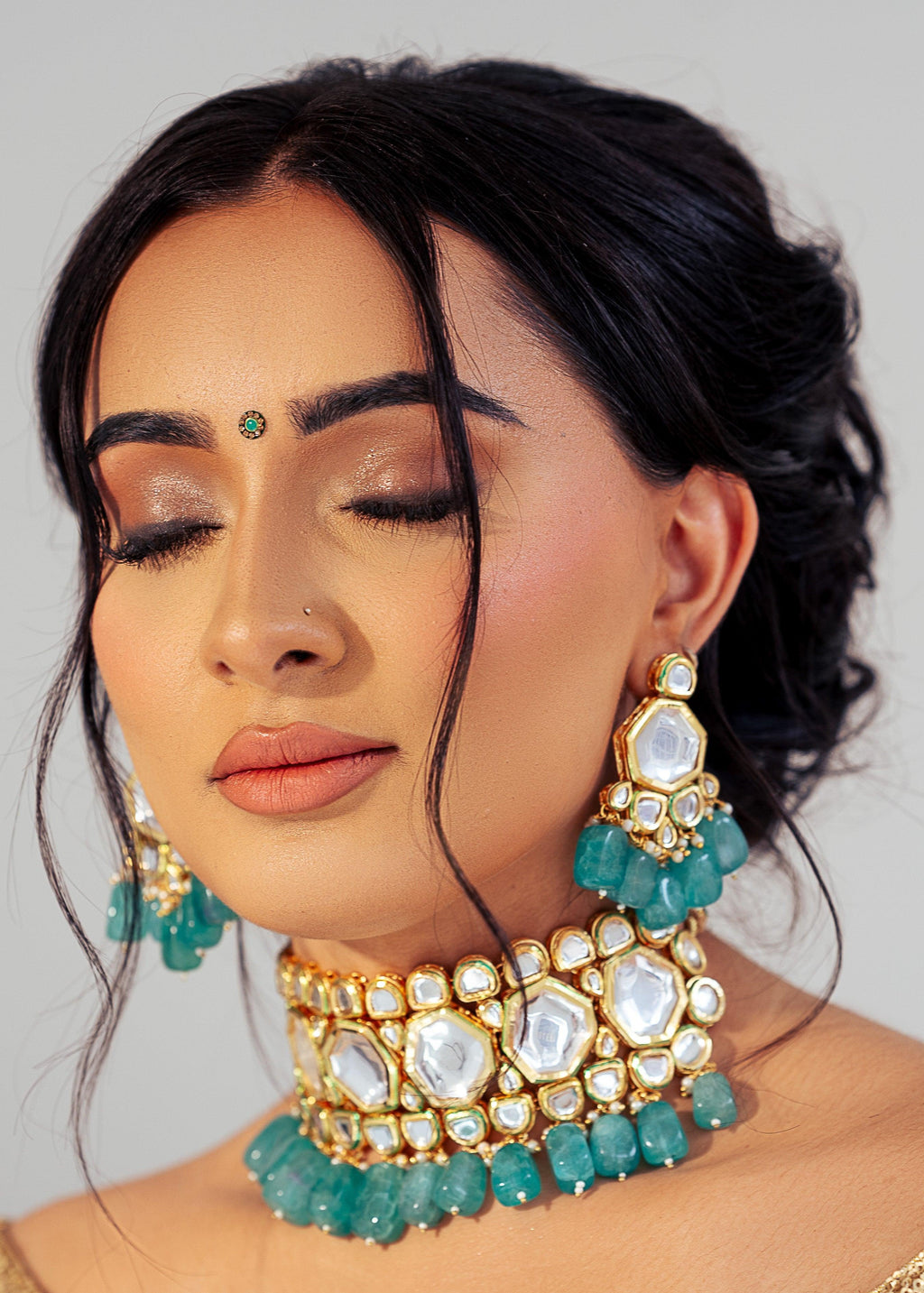 Nims Boutique Pihu Duck Egg Blossom Kundan Set
