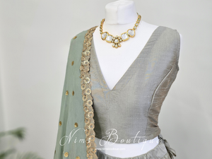 Rupa Sage Grey Luxury Silk Blouse (size 4-22)